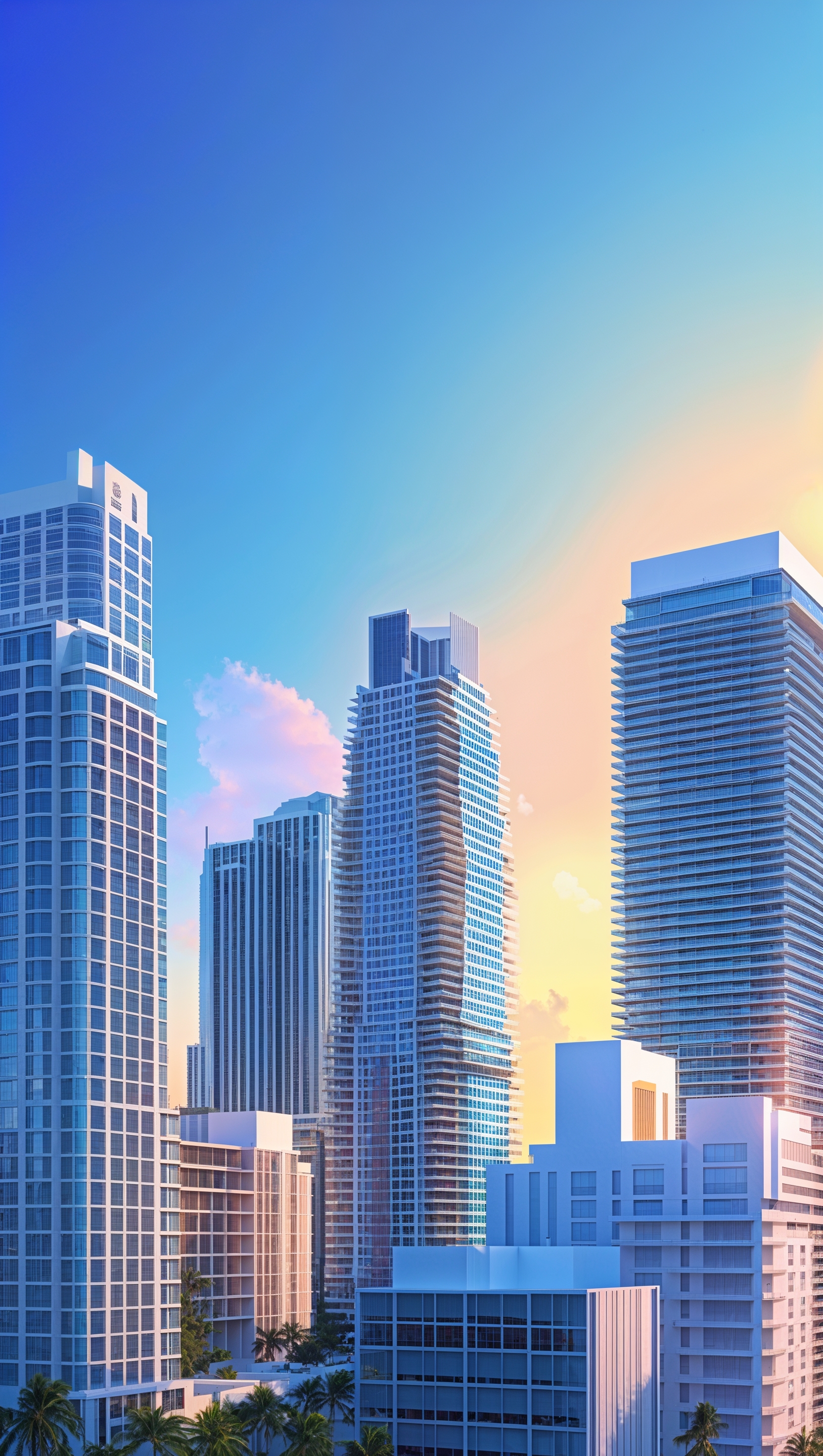 Miami skyscrapers with a clear blue sky
