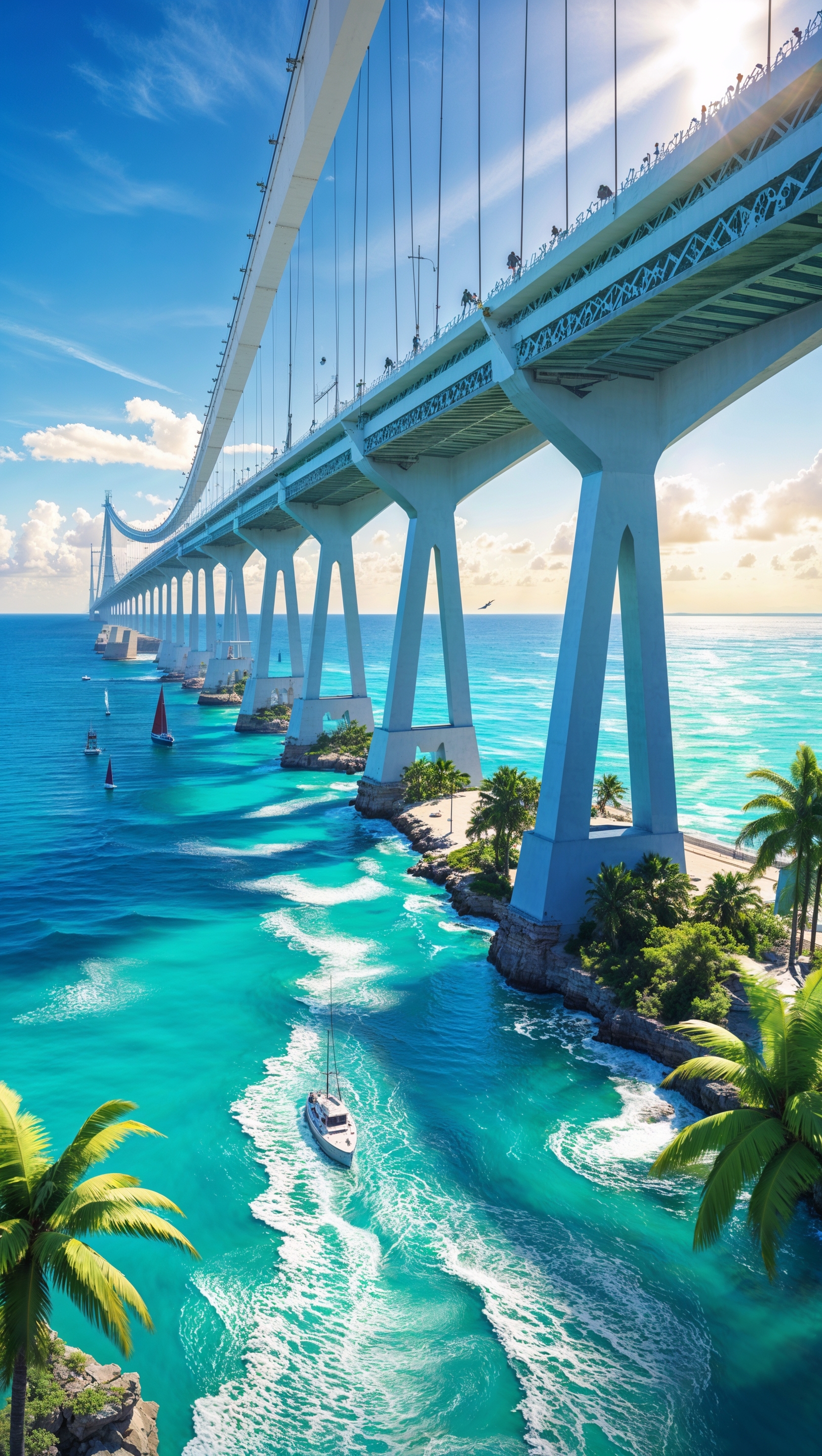 A Miami bridge with a view of the sea