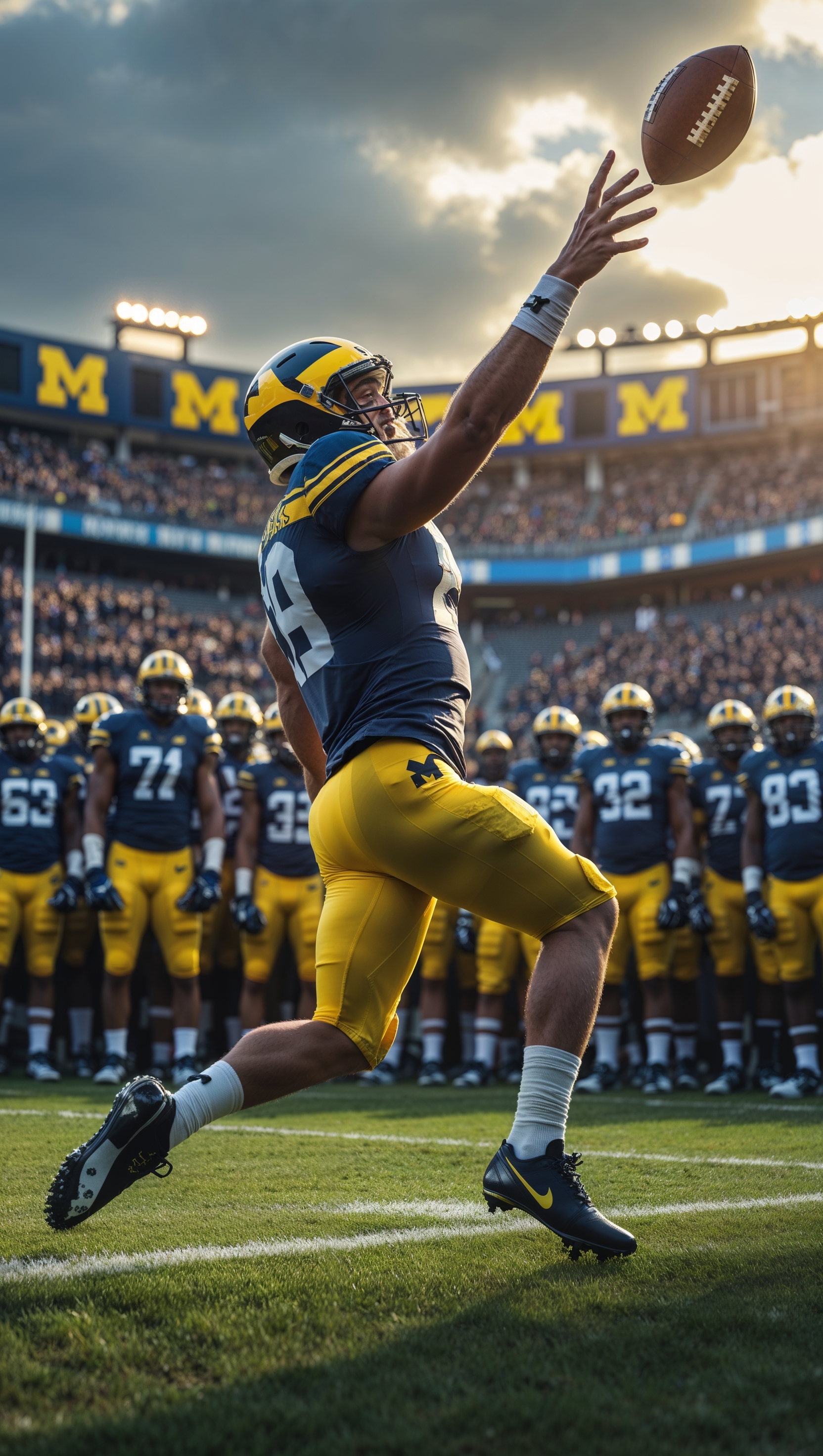 An image of a crucial moment with a final kick in a Michigan football game