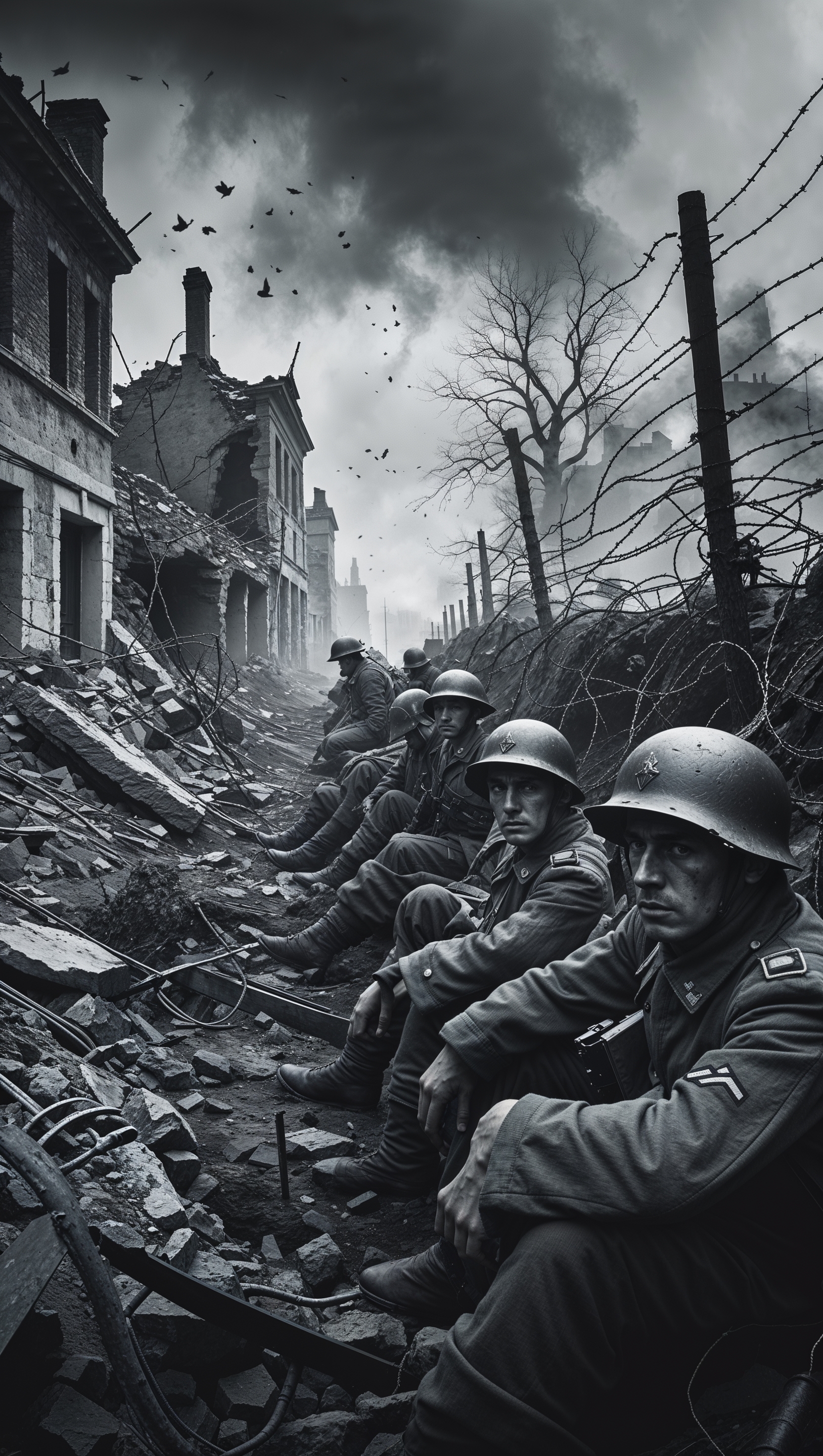 Black and white image of a World War frontline