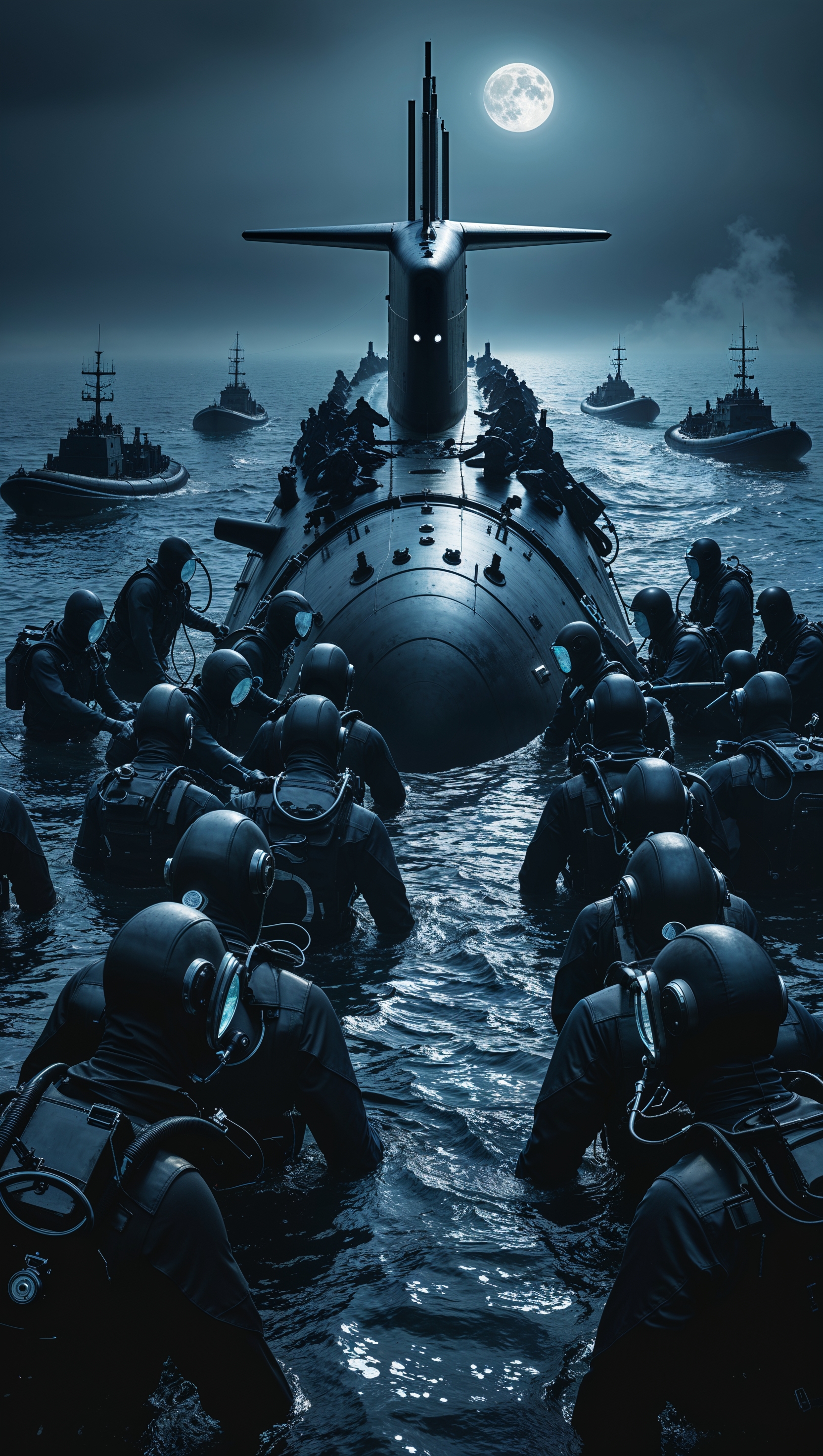 Navy forces preparing for underwater assault