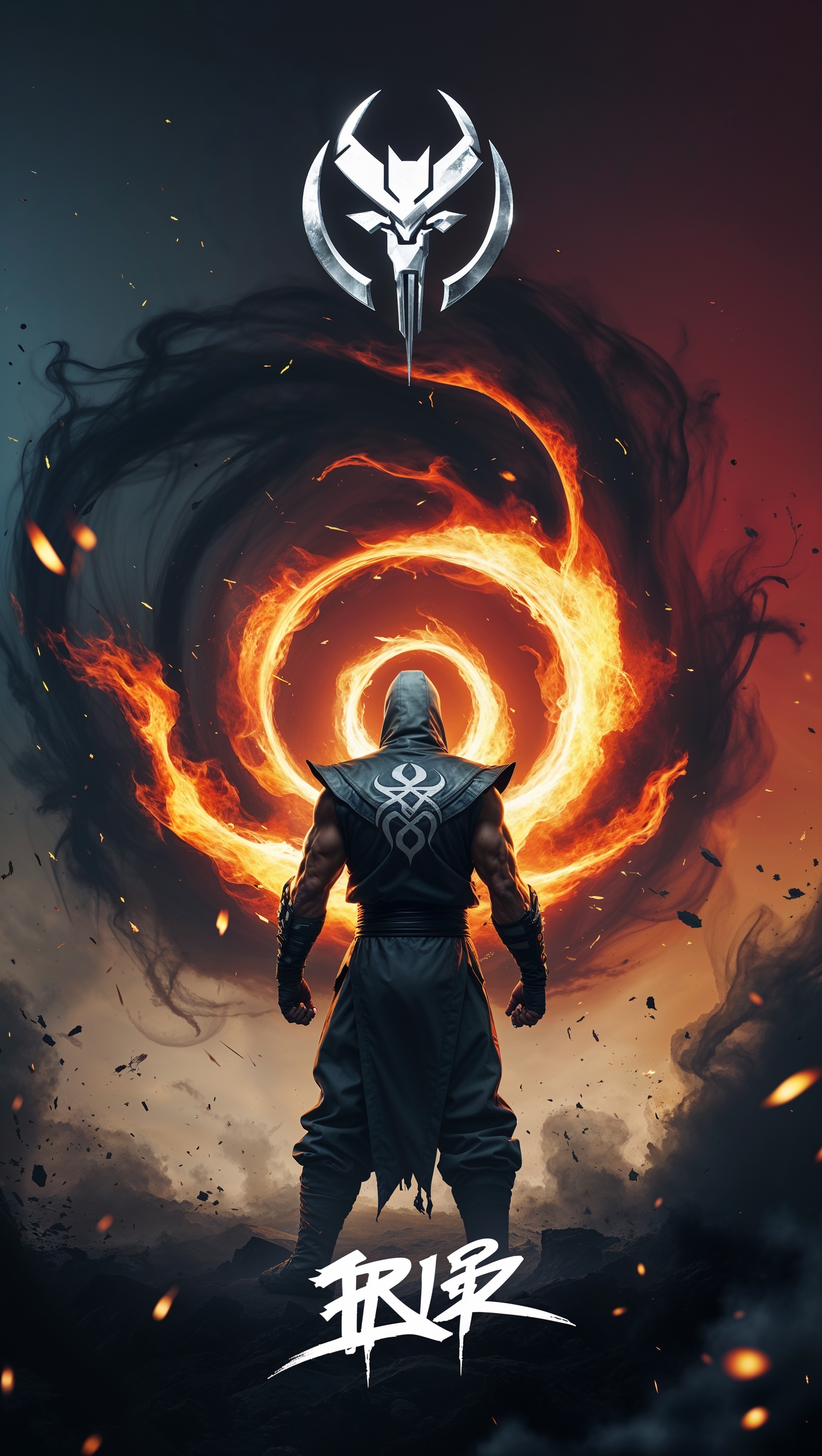 Mortal Kombat iPhone wallpaper with smoke and fire effects