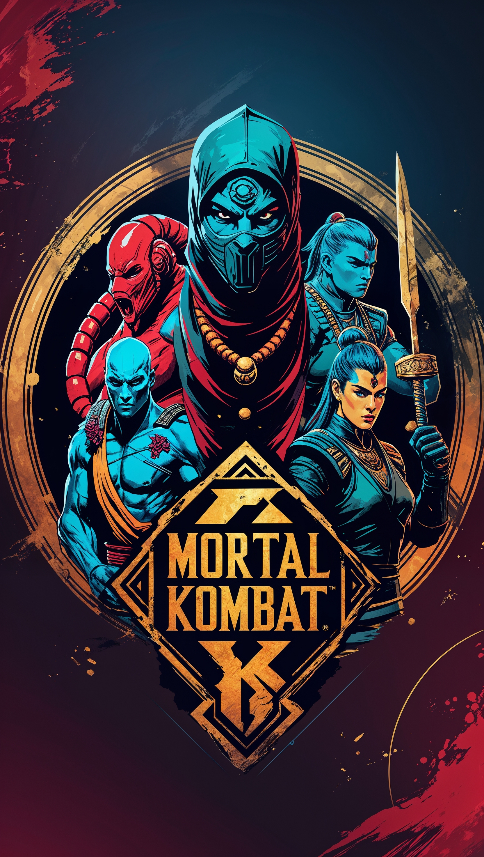Artistic design with classic Mortal Kombat theme iPhone wallpaper