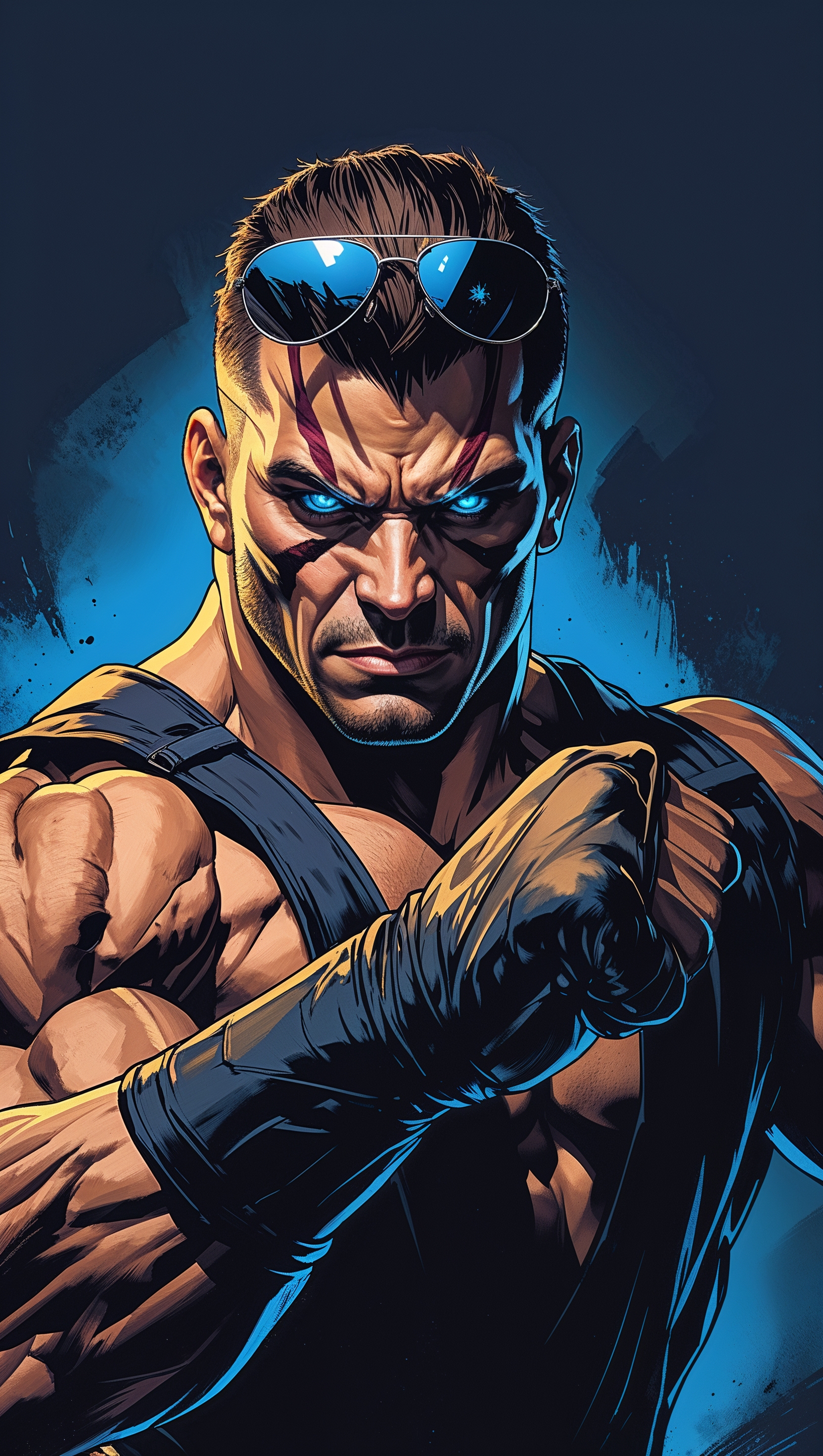 Fighting pose of Johnny Cage iPhone wallpaper