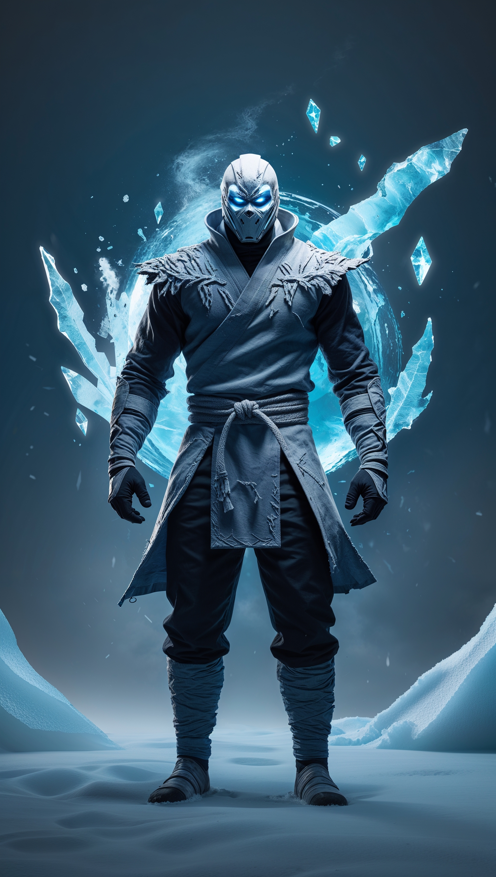 iPhone wallpaper with Sub-Zero and freezing effects around