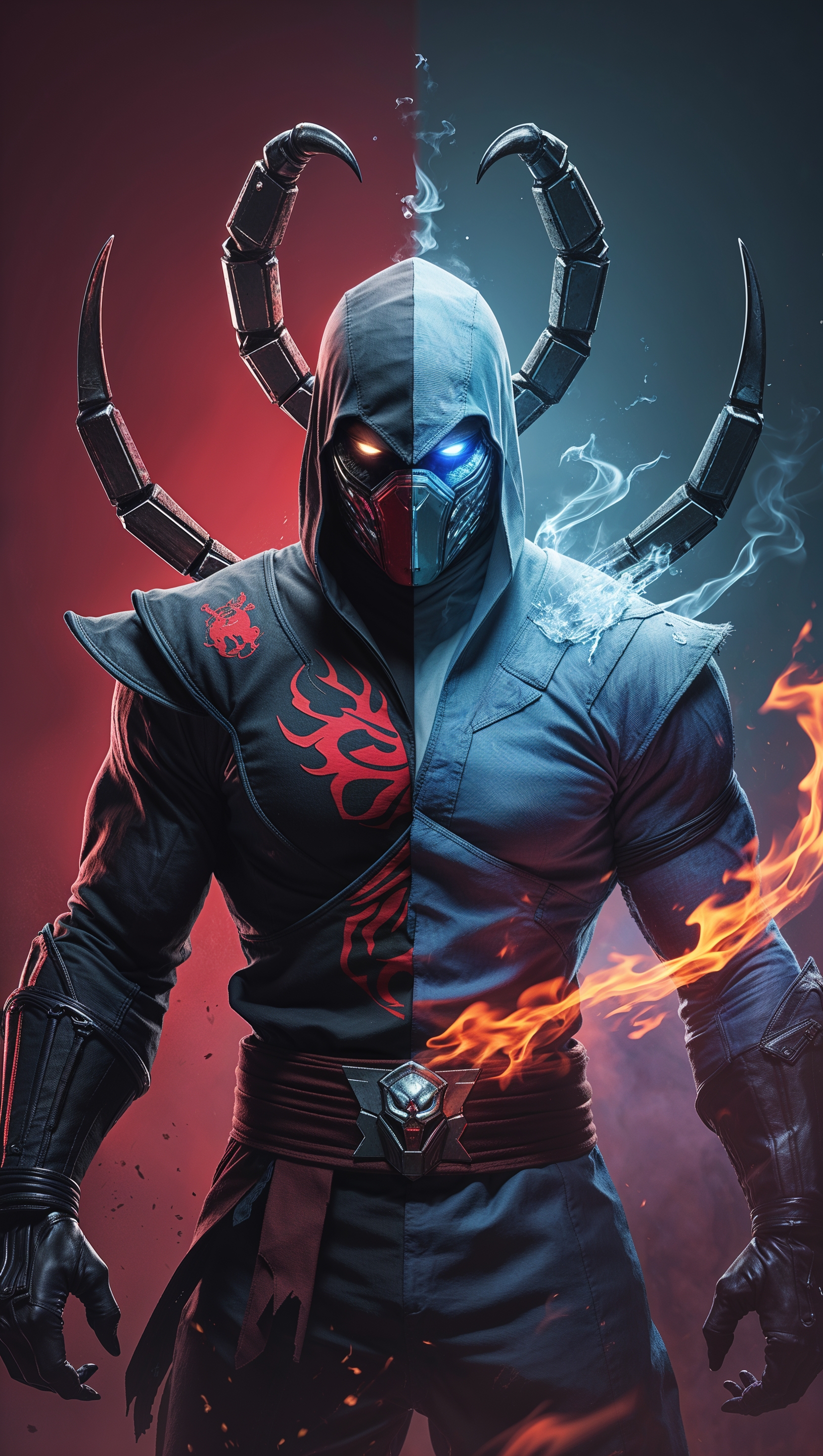 Scorpion and Sub-Zero combined characters iPhone wallpaper