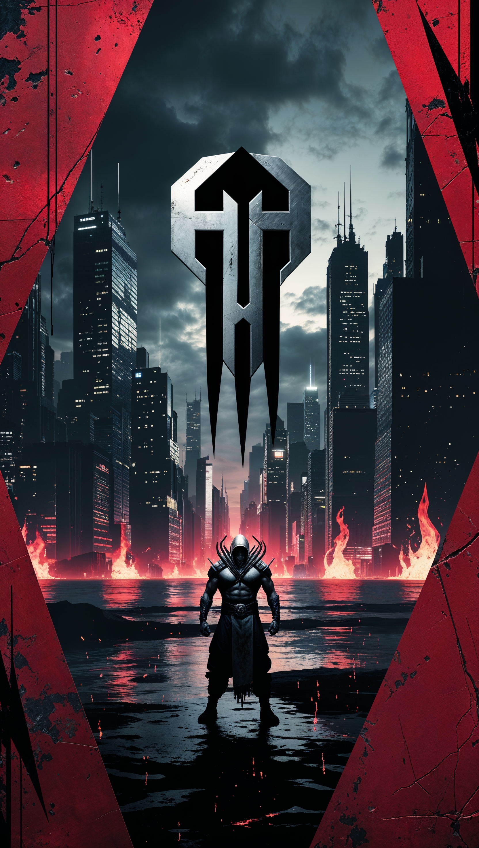 Modern graphic design style Mortal Kombat iPhone wallpaper
