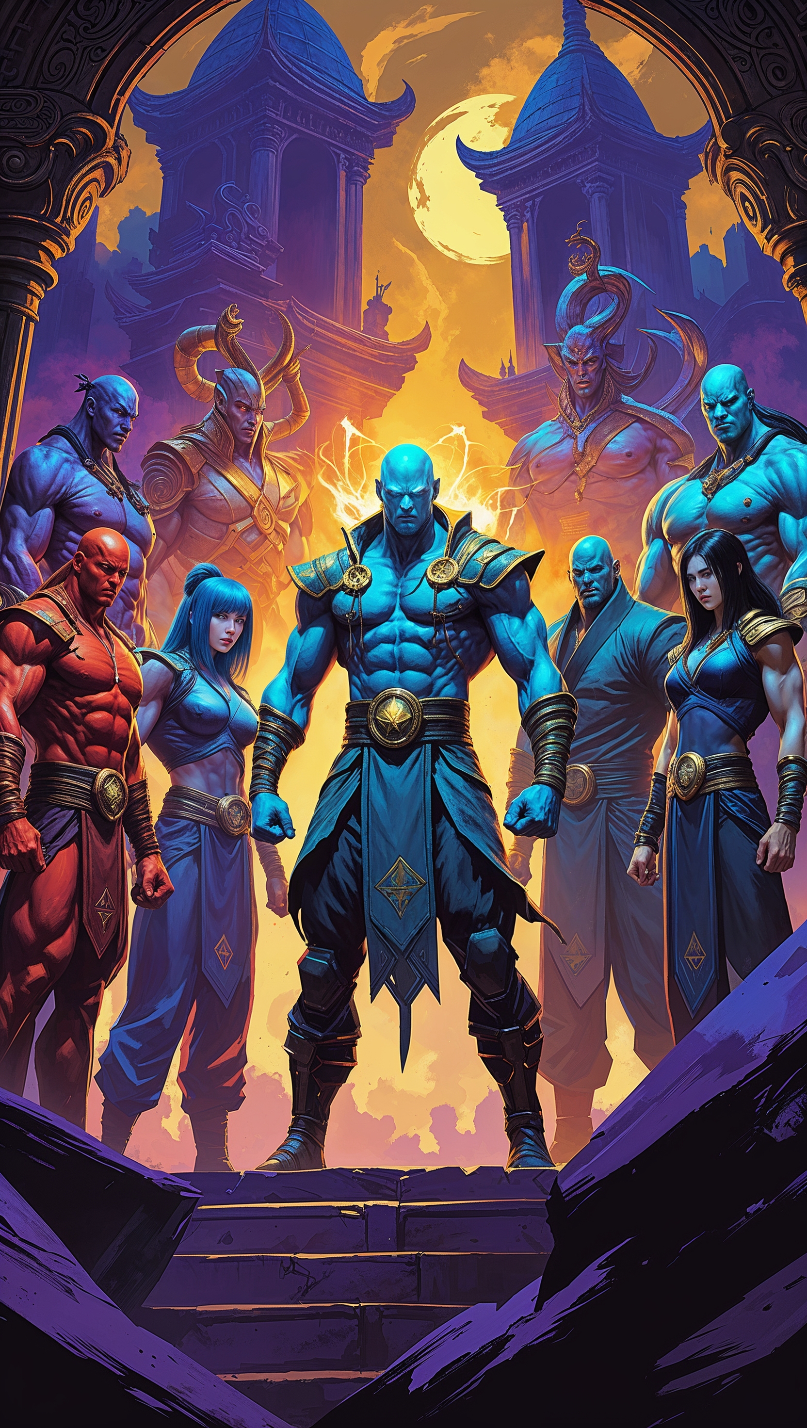 Fantasy style Mortal Kombat characters iPhone wallpaper