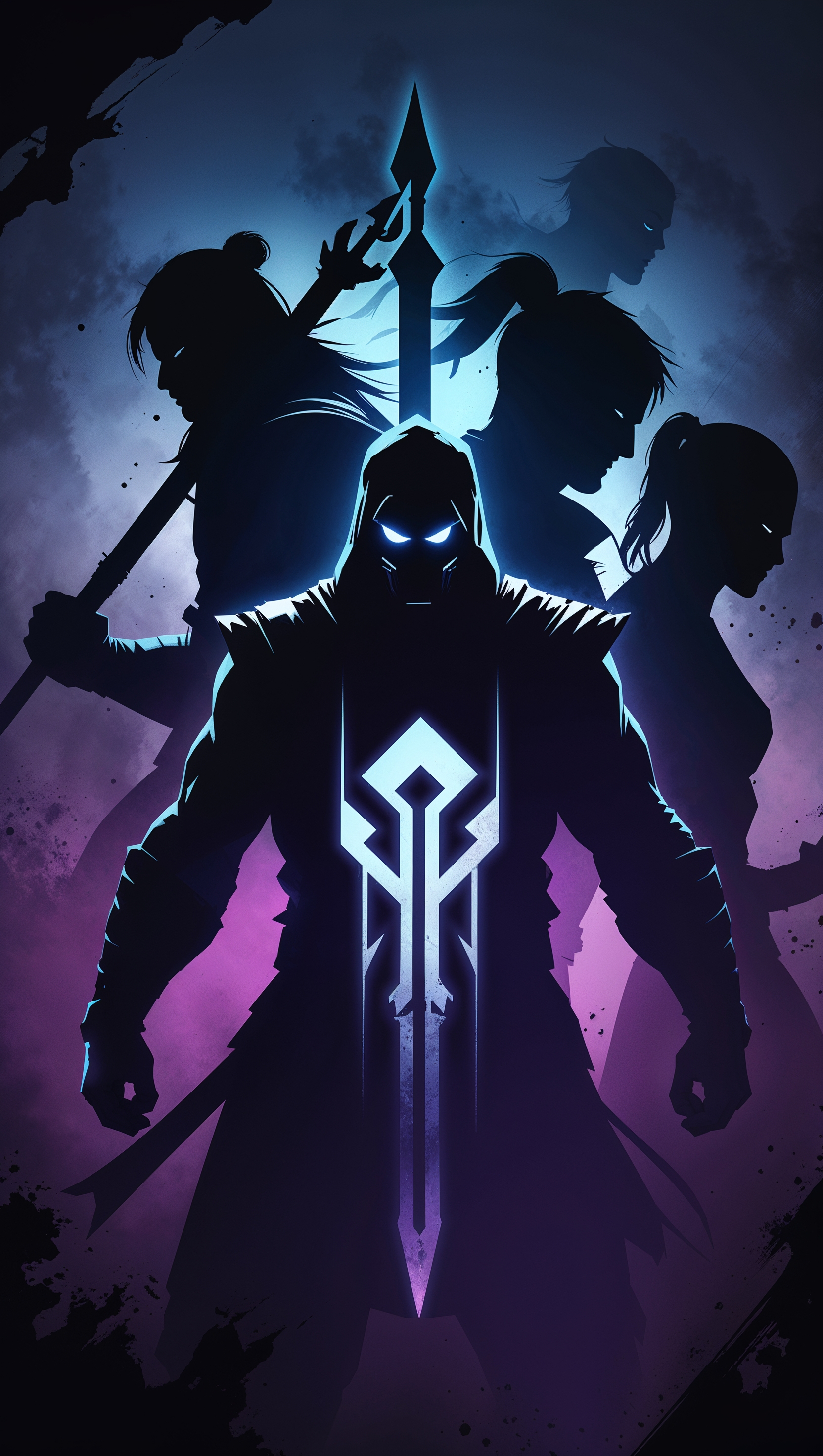 Shadow silhouette design of Mortal Kombat characters iPhone wallpaper