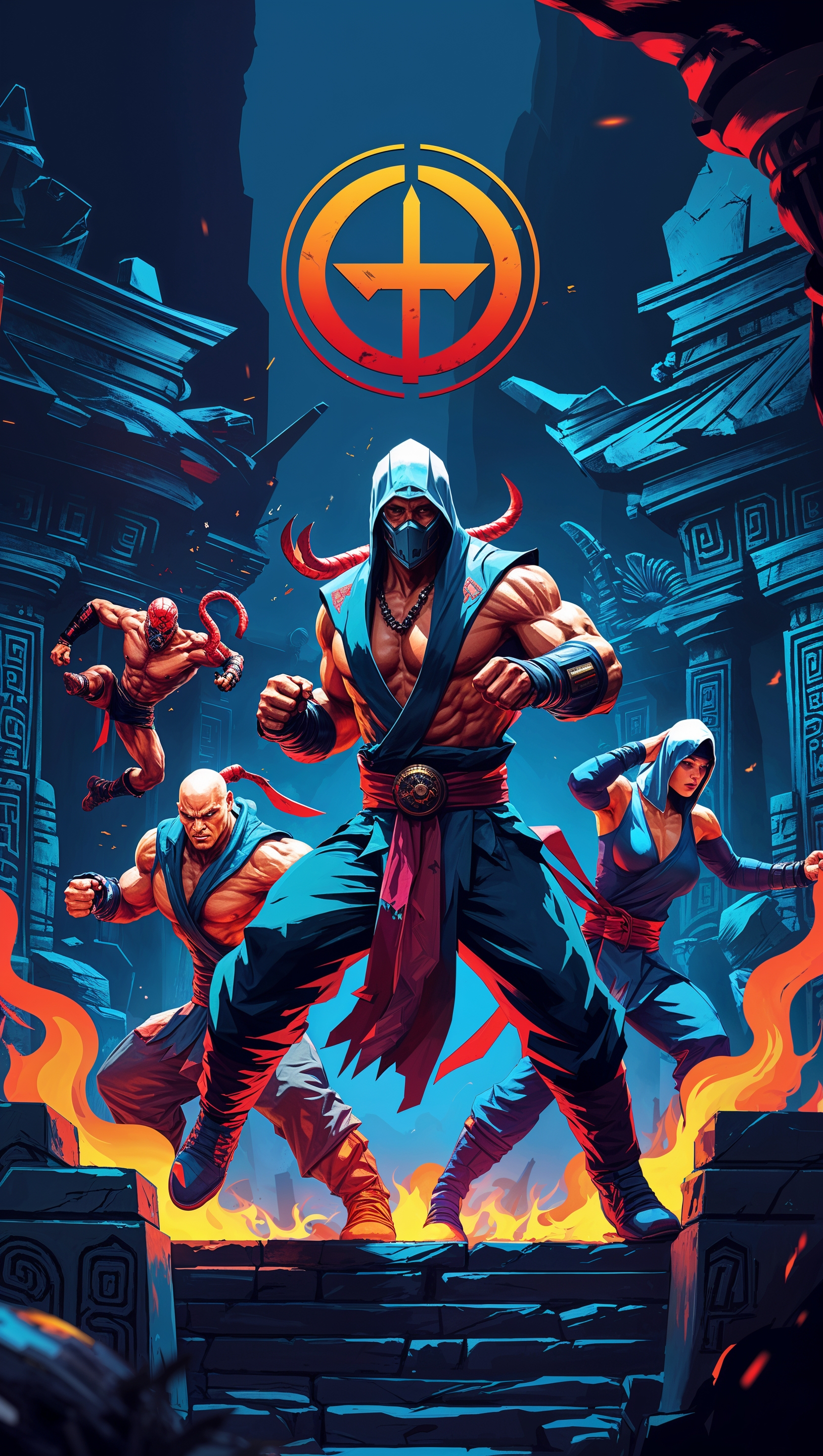 Cartoon style Mortal Kombat iPhone wallpaper