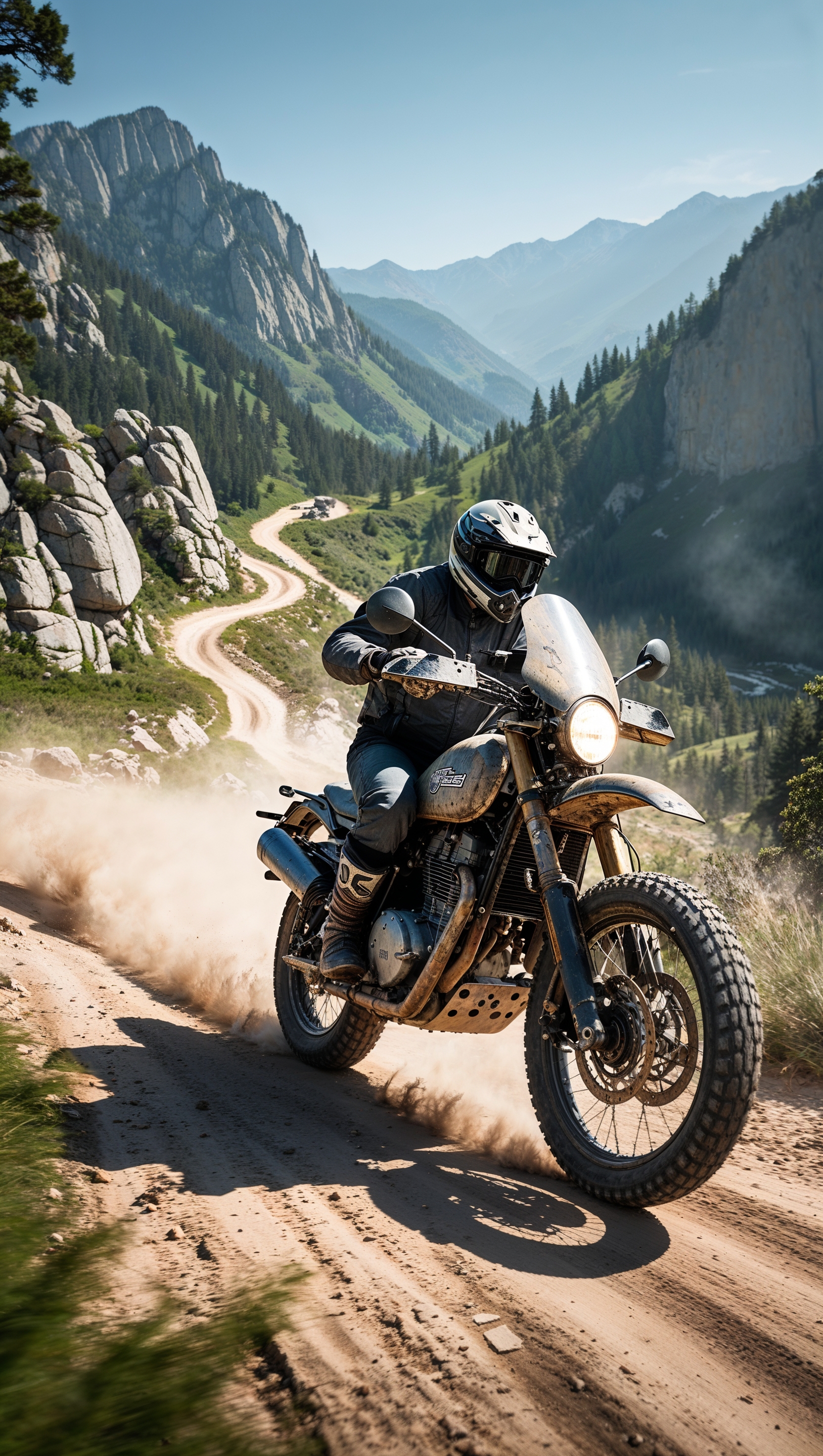 Mountain motorcycle on a dirt trail