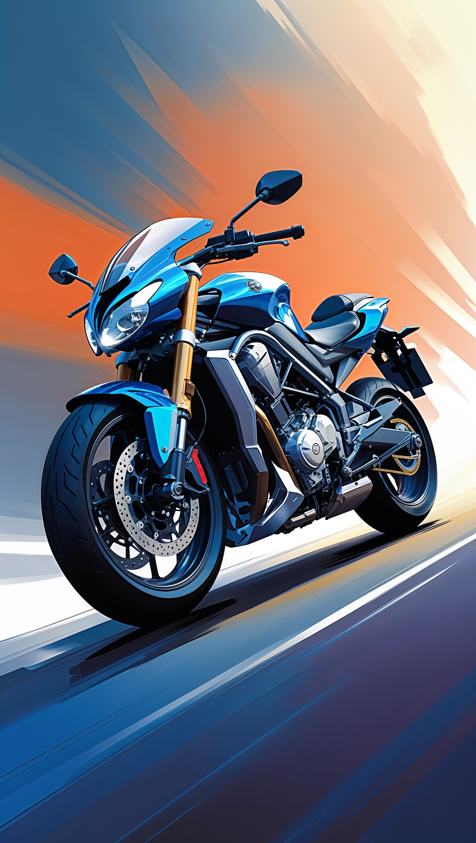 Artistic motorcycle wallpaper in digital painting style