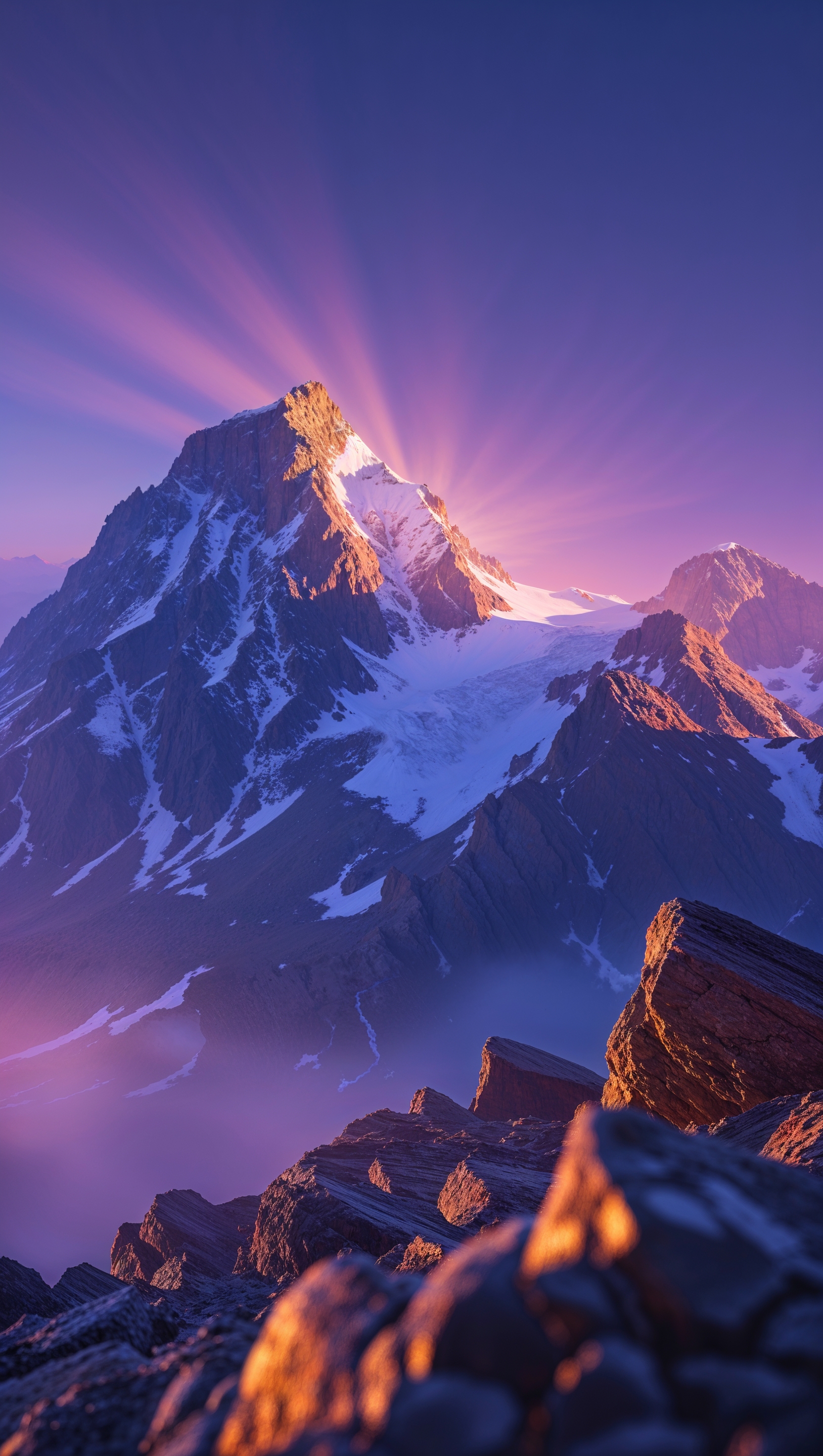 Golden hour light on rocky mountains, iPhone 14 wallpaper