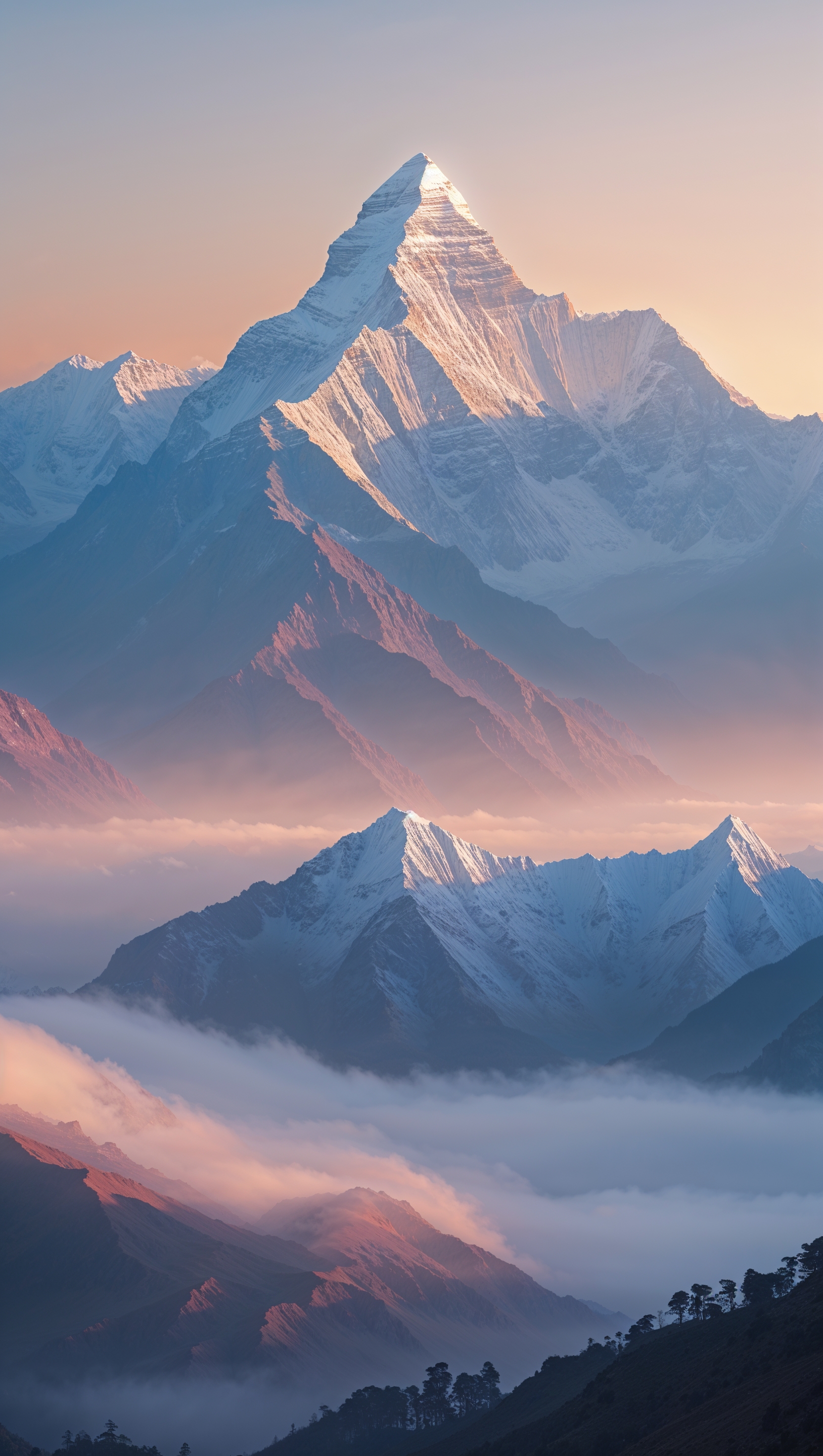 Majestic Himalayas in early morning light, iPhone screen format