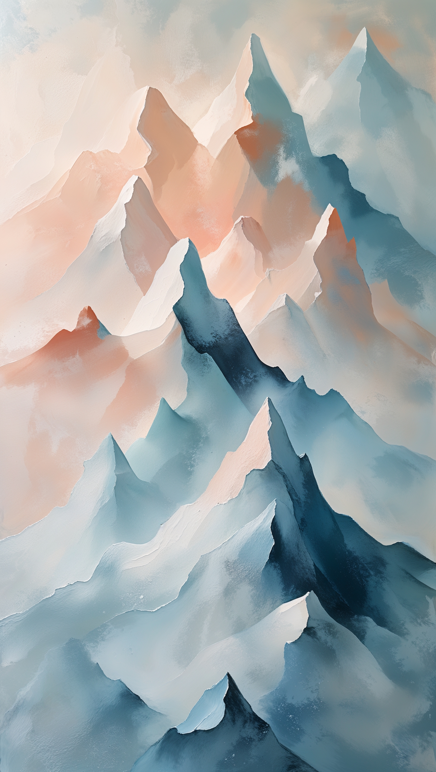 Abstract mountain forms with soft pastel colors, modern art