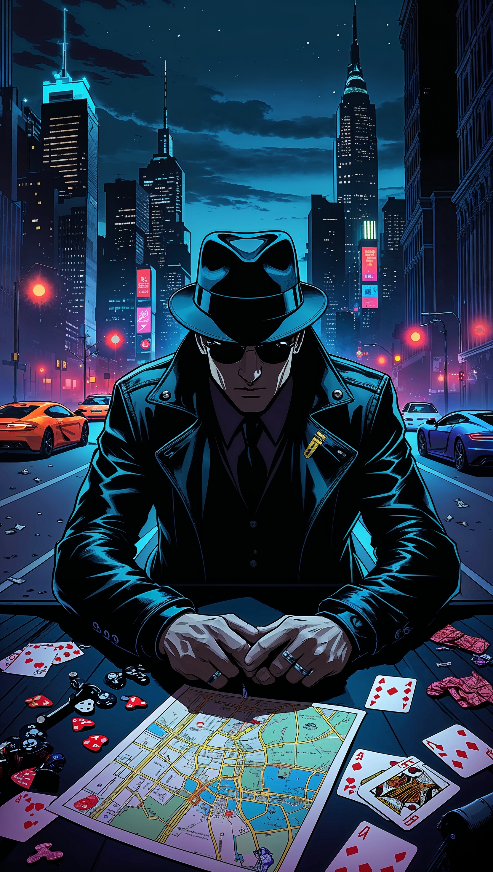 Design a wallpaper inspired by heist and chase movies