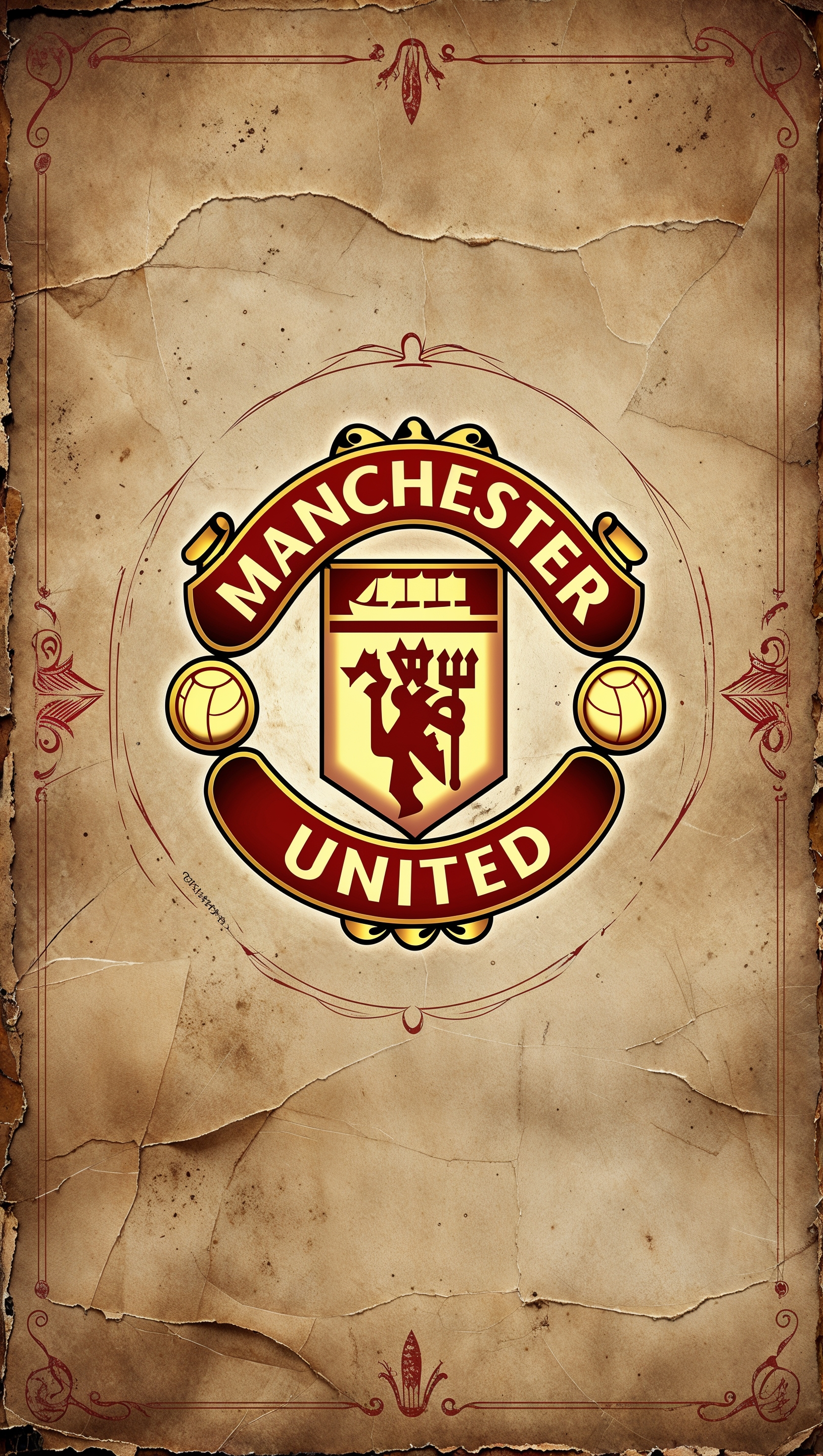 MUFC wallpaper with vintage design, old paper texture