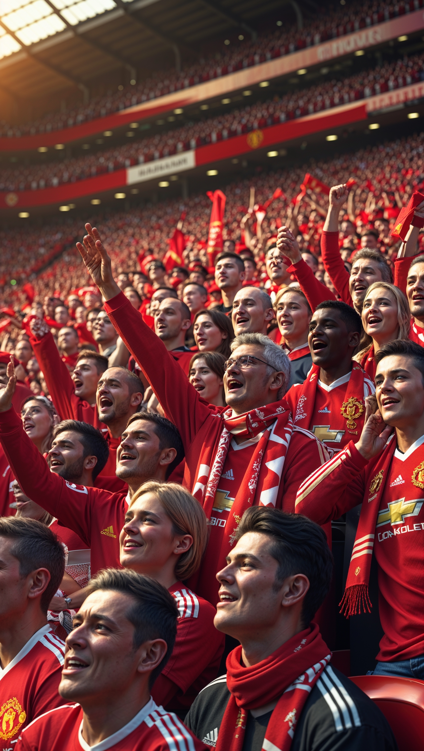 High-detail wallpaper of MUFC fans in the stadium
