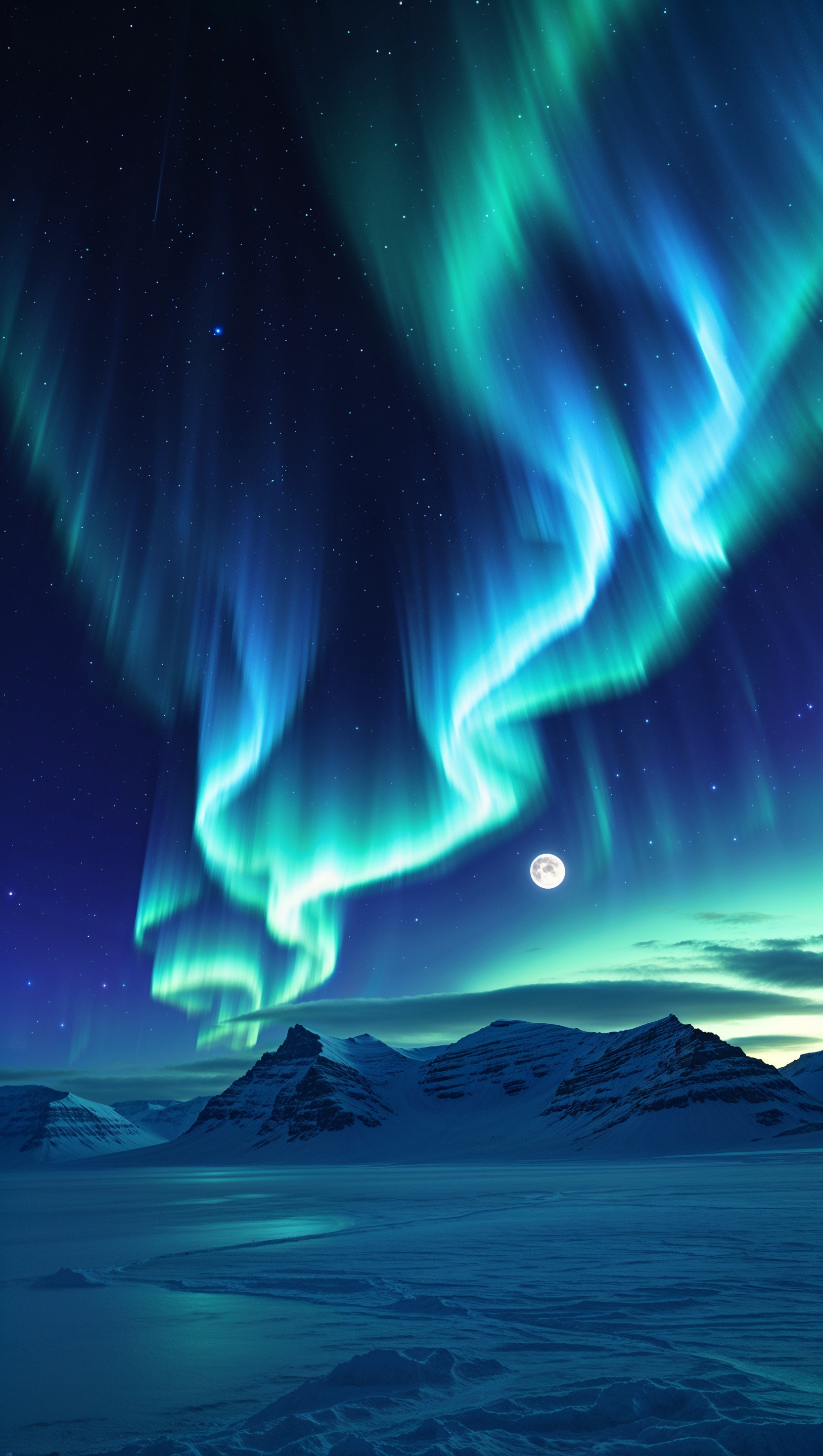 Northern lights in the polar sky