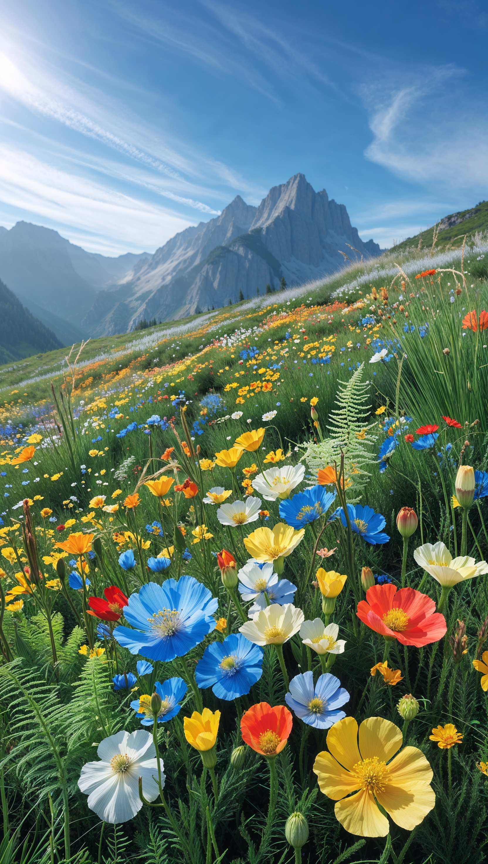 Colorful wildflowers in a mountain meadow