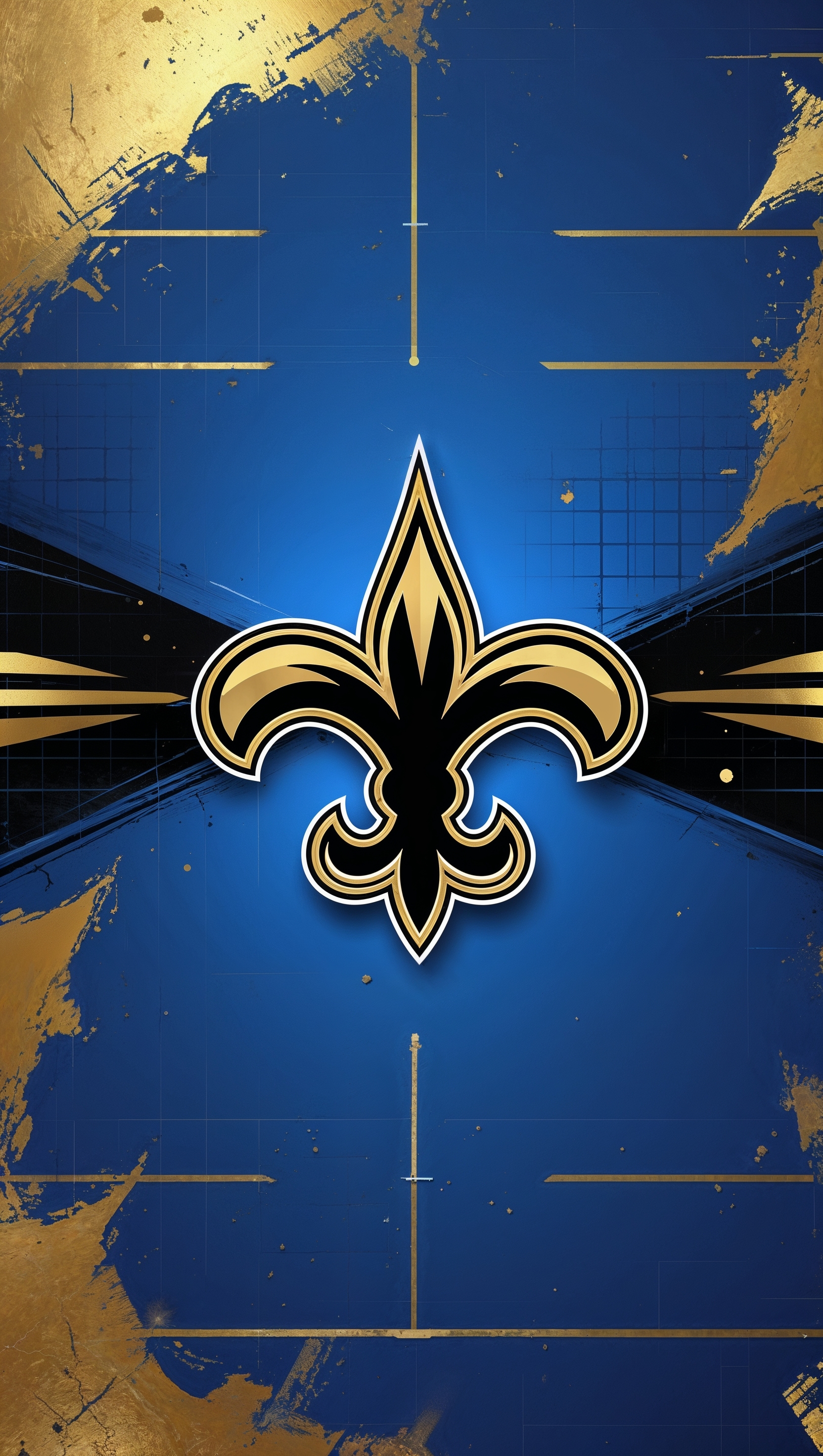 iPhone wallpaper with a sporty theme and New Orleans Saints logo in the center