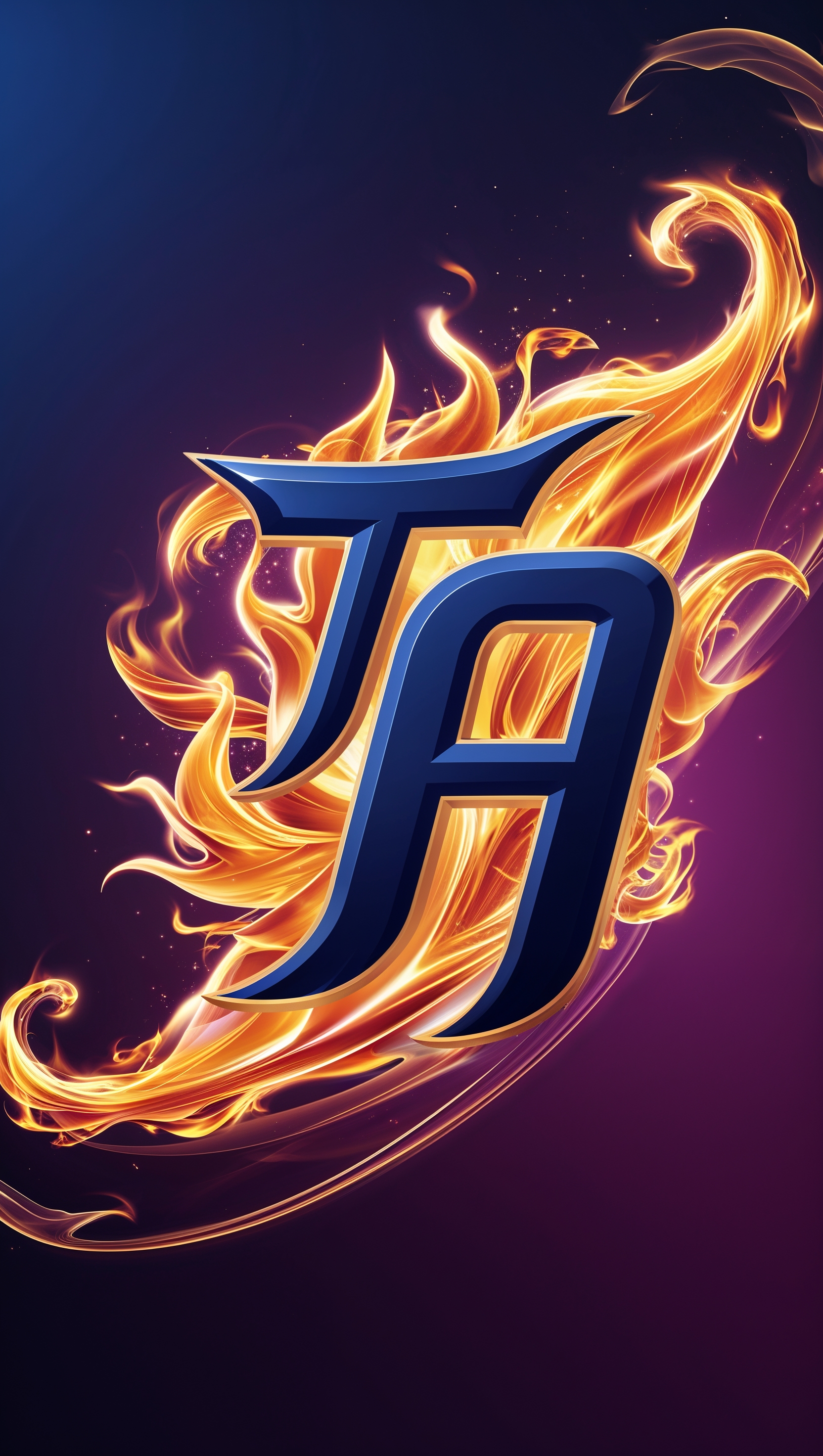 Team logo surrounded by golden flames