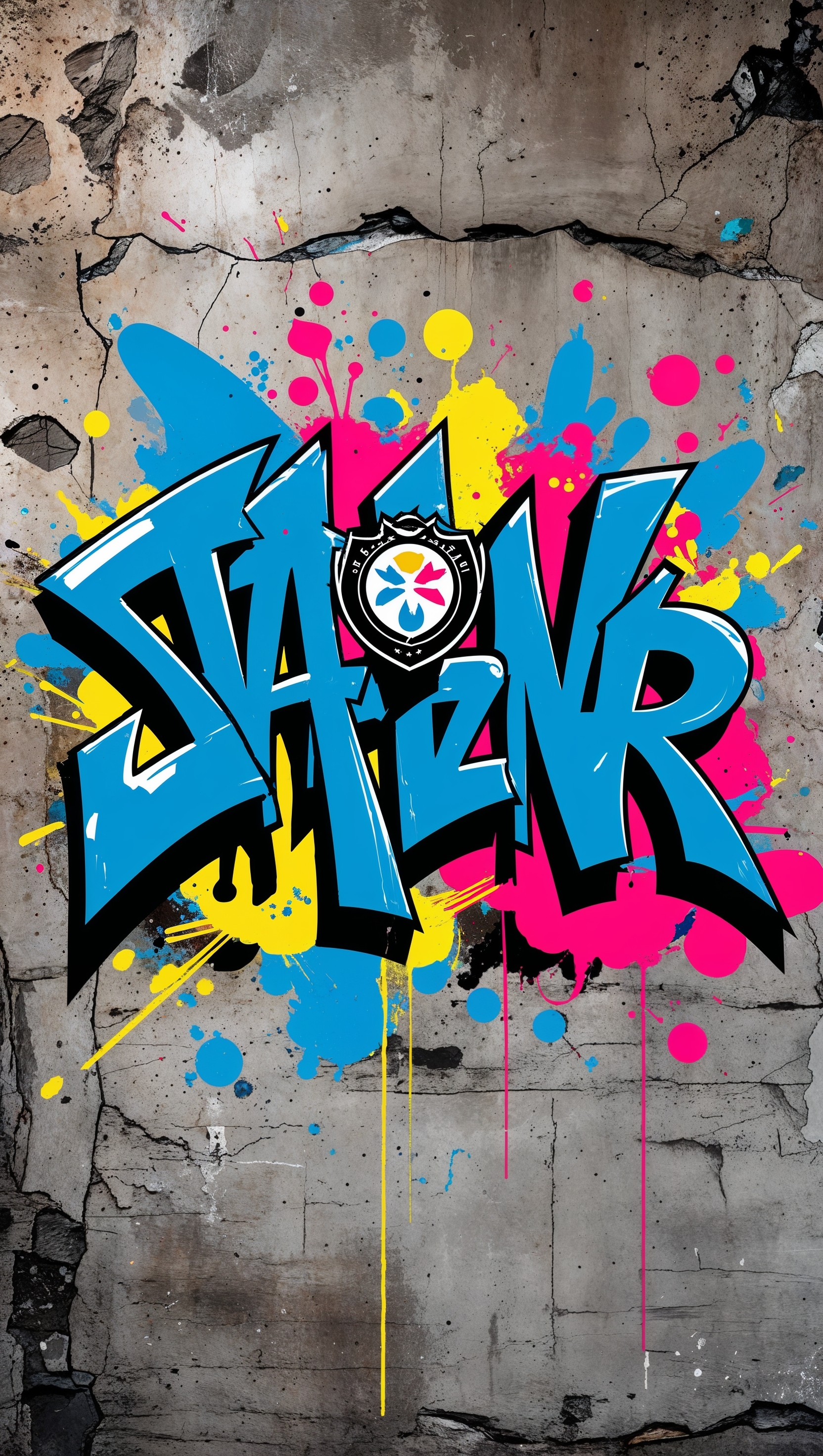 Graffiti-style art with team name and logo