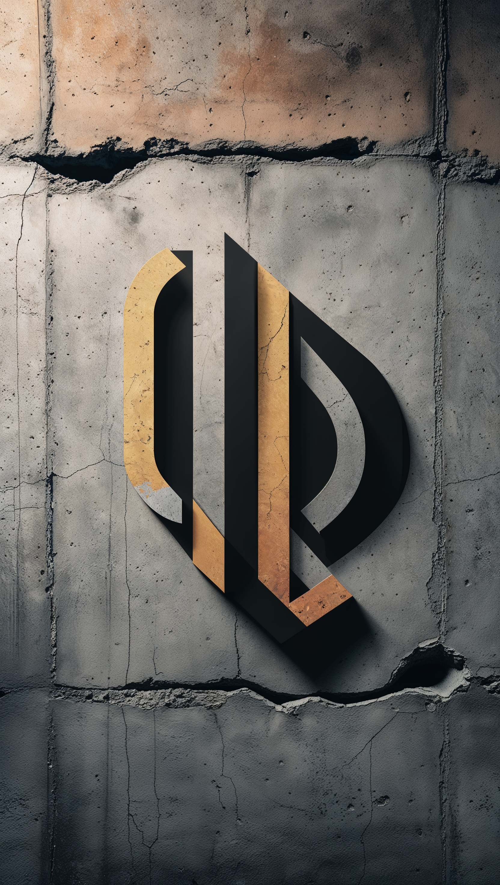 Textured design of the logo on a concrete wall