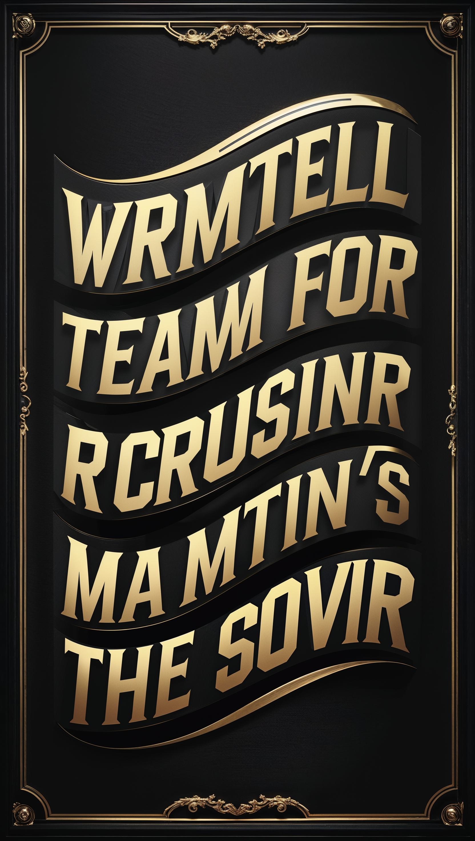 Inspirational poster with the team’s motto and black-and-gold colors