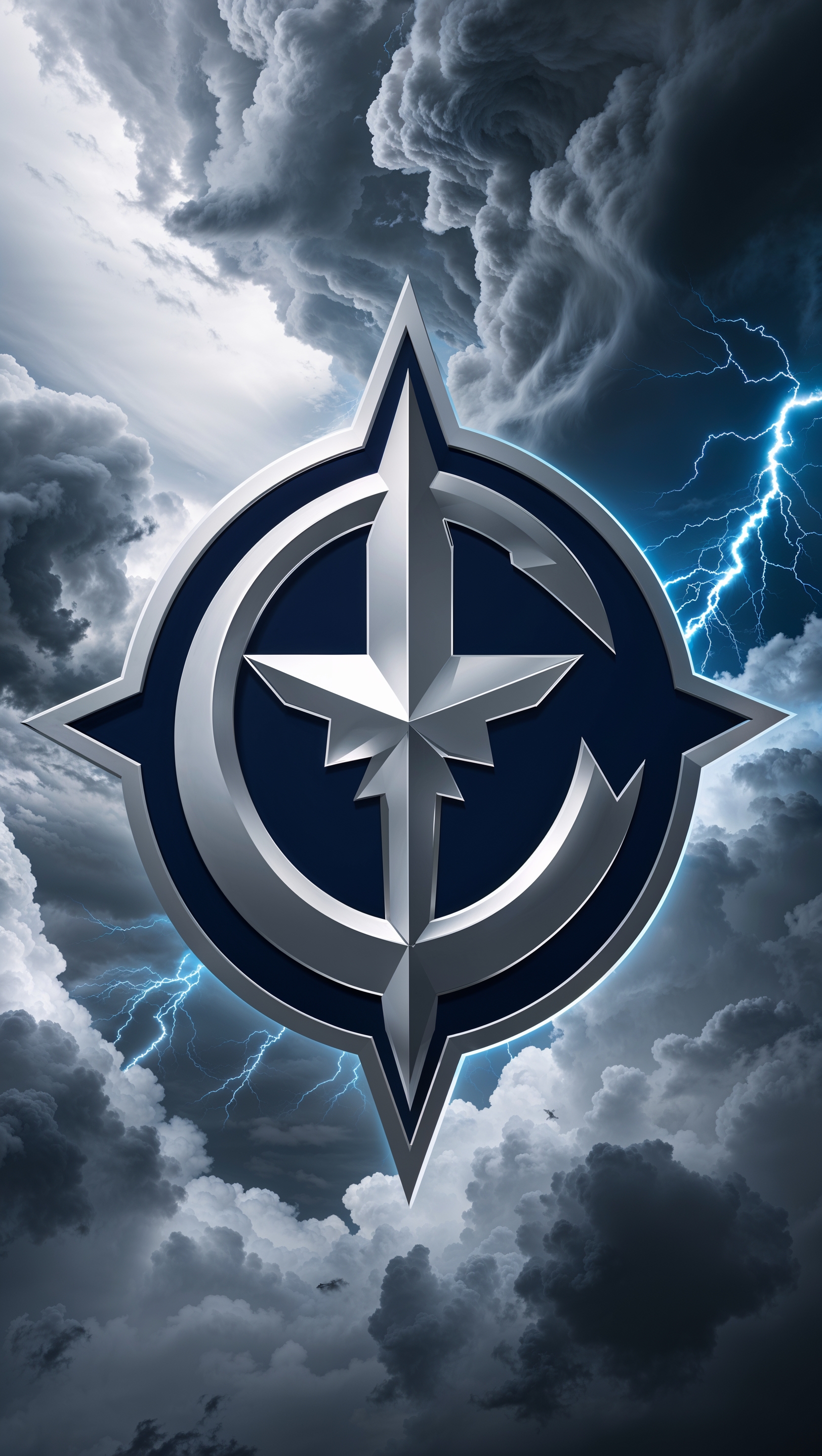 Team logo combined with a stormy sky background