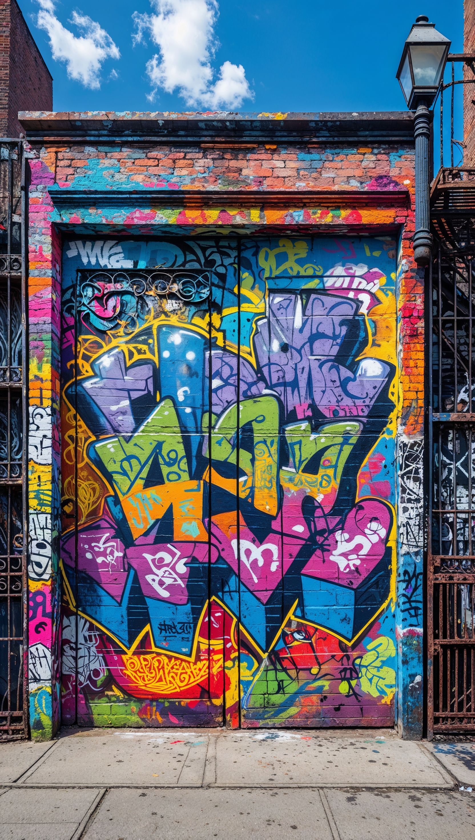 Graffiti wall in NYC with urban street vibe