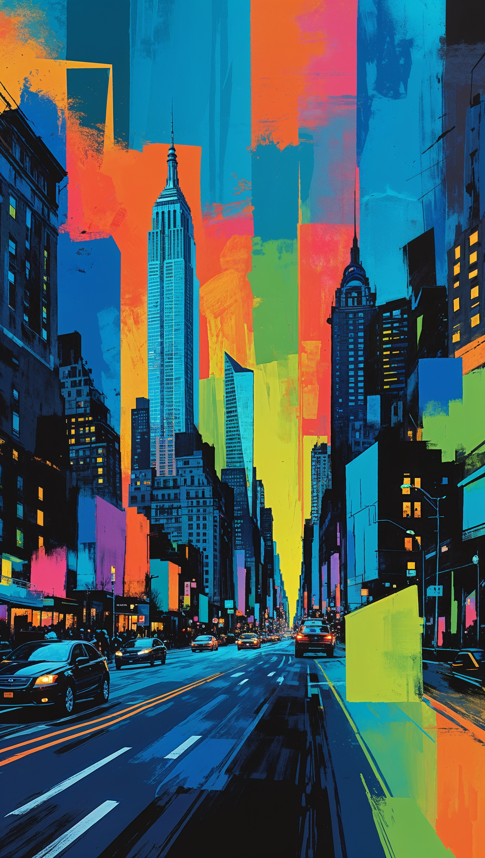 Modern art interpretation of New York for trendy wallpaper