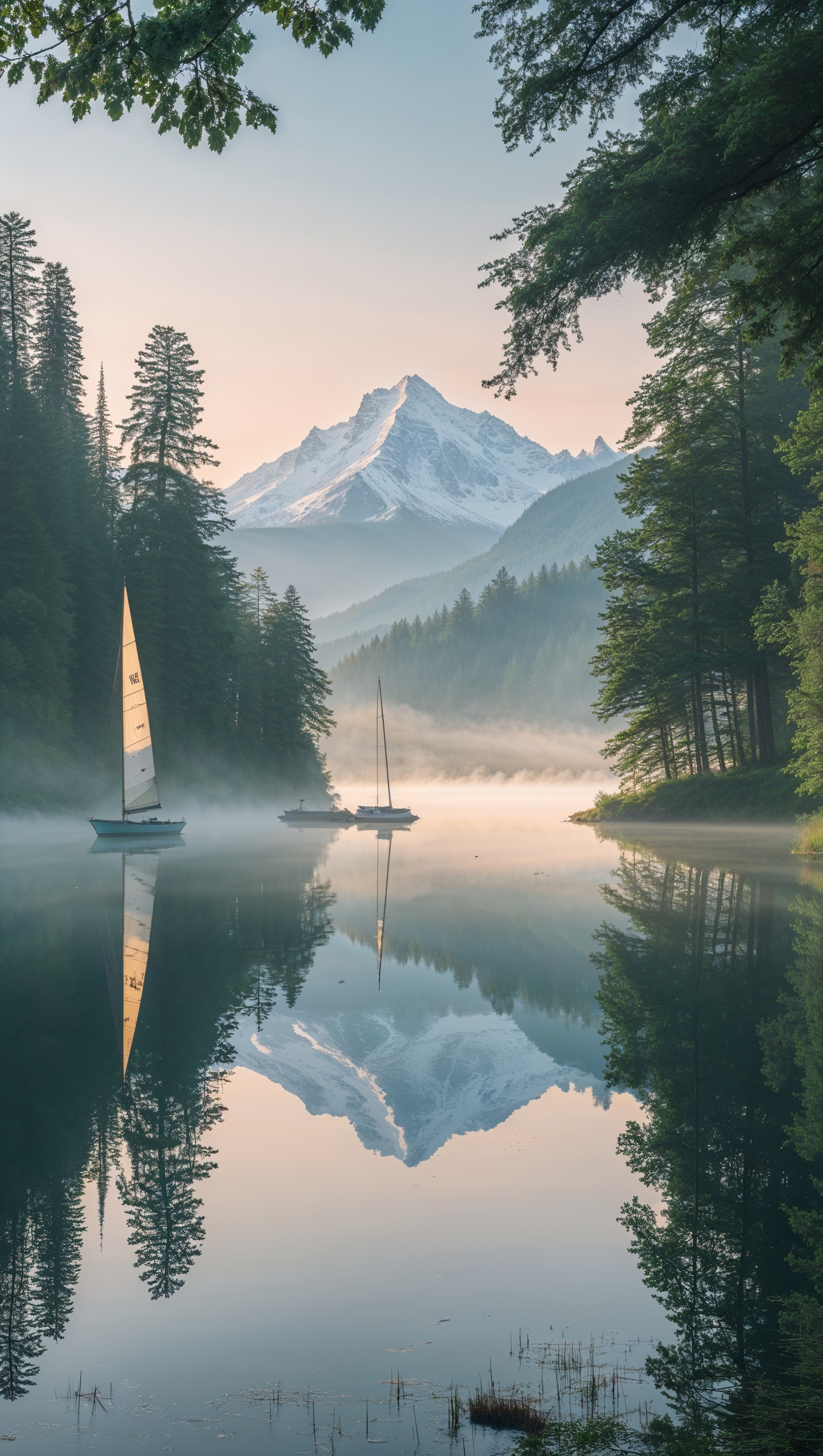 Calm lake with mountain reflection – peaceful nirvana moment