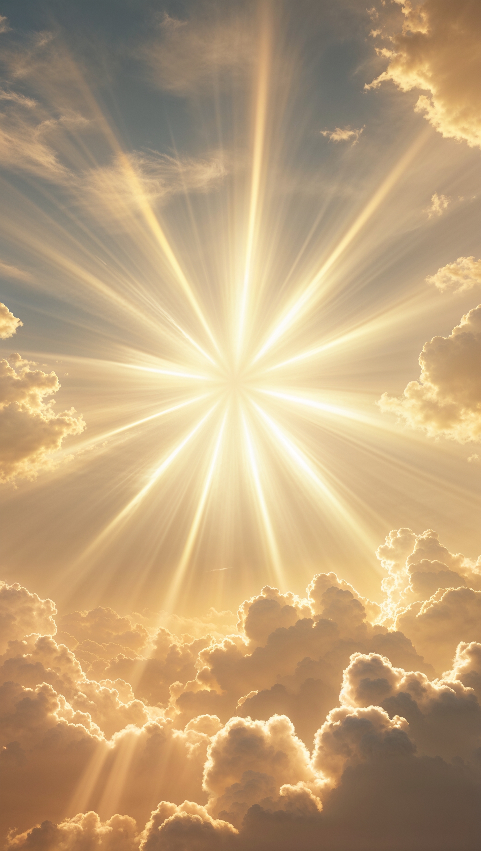 Golden sky with rays of pure light – symbol of nirvana