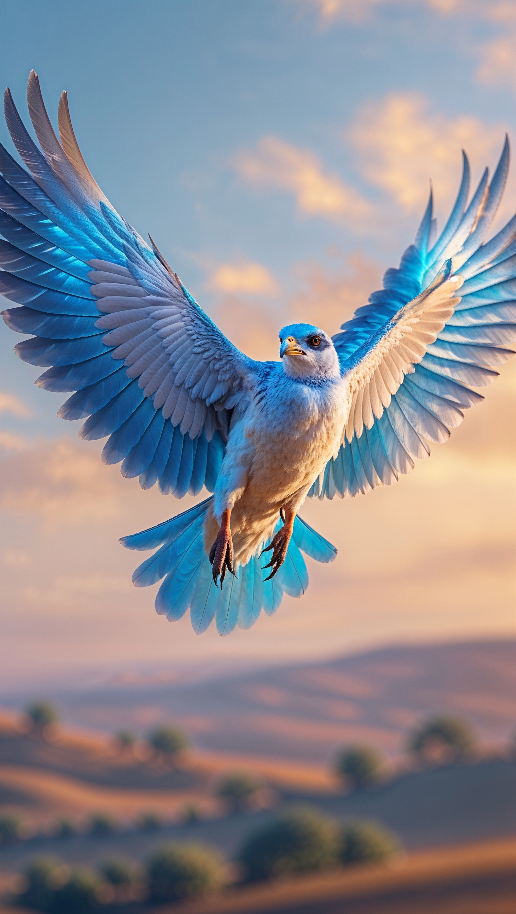 Bird flying into the horizon – freedom and nirvana