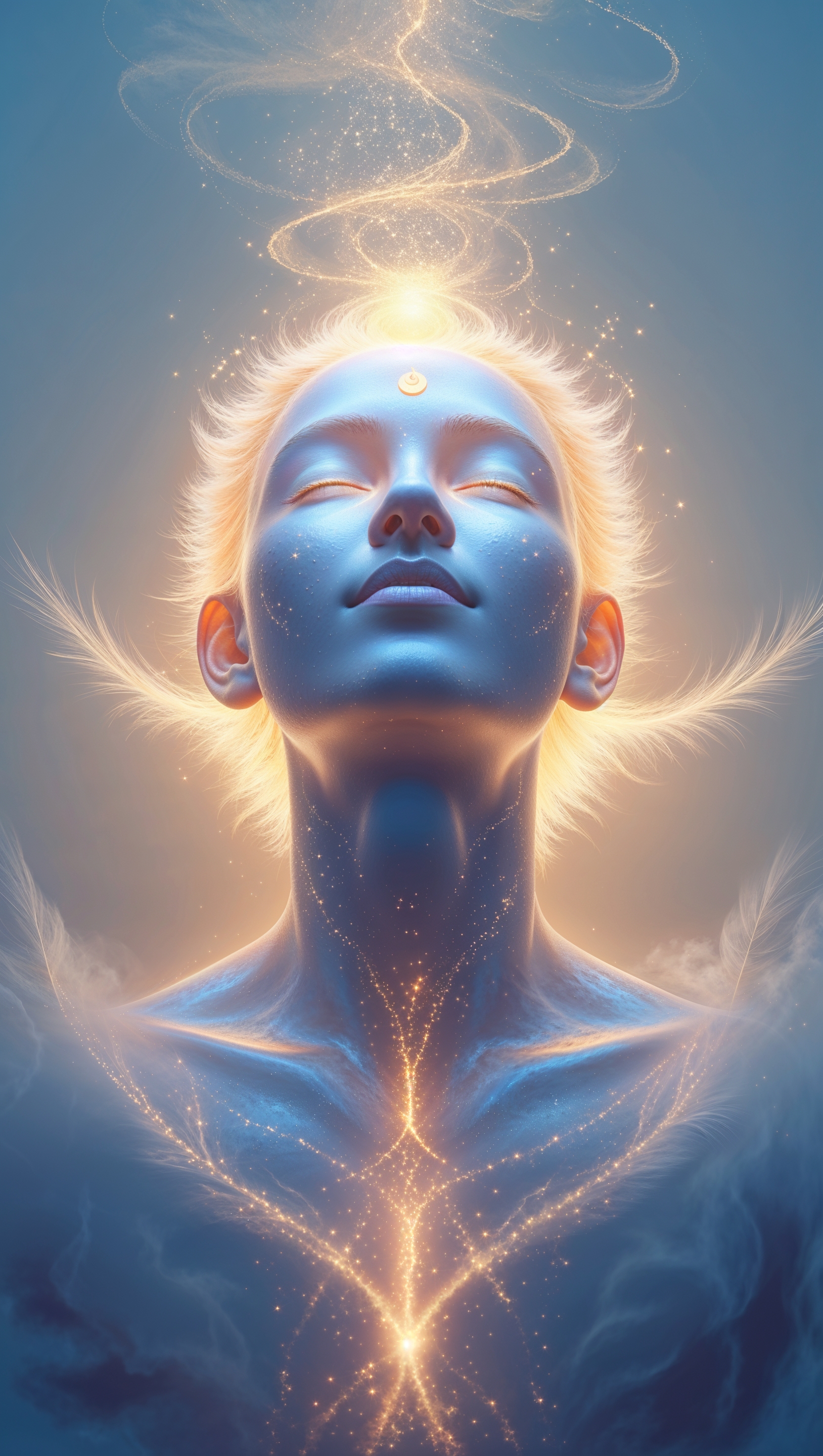 An enlightened spirit dissolving into light – spiritual nirvana iPhone wallpaper