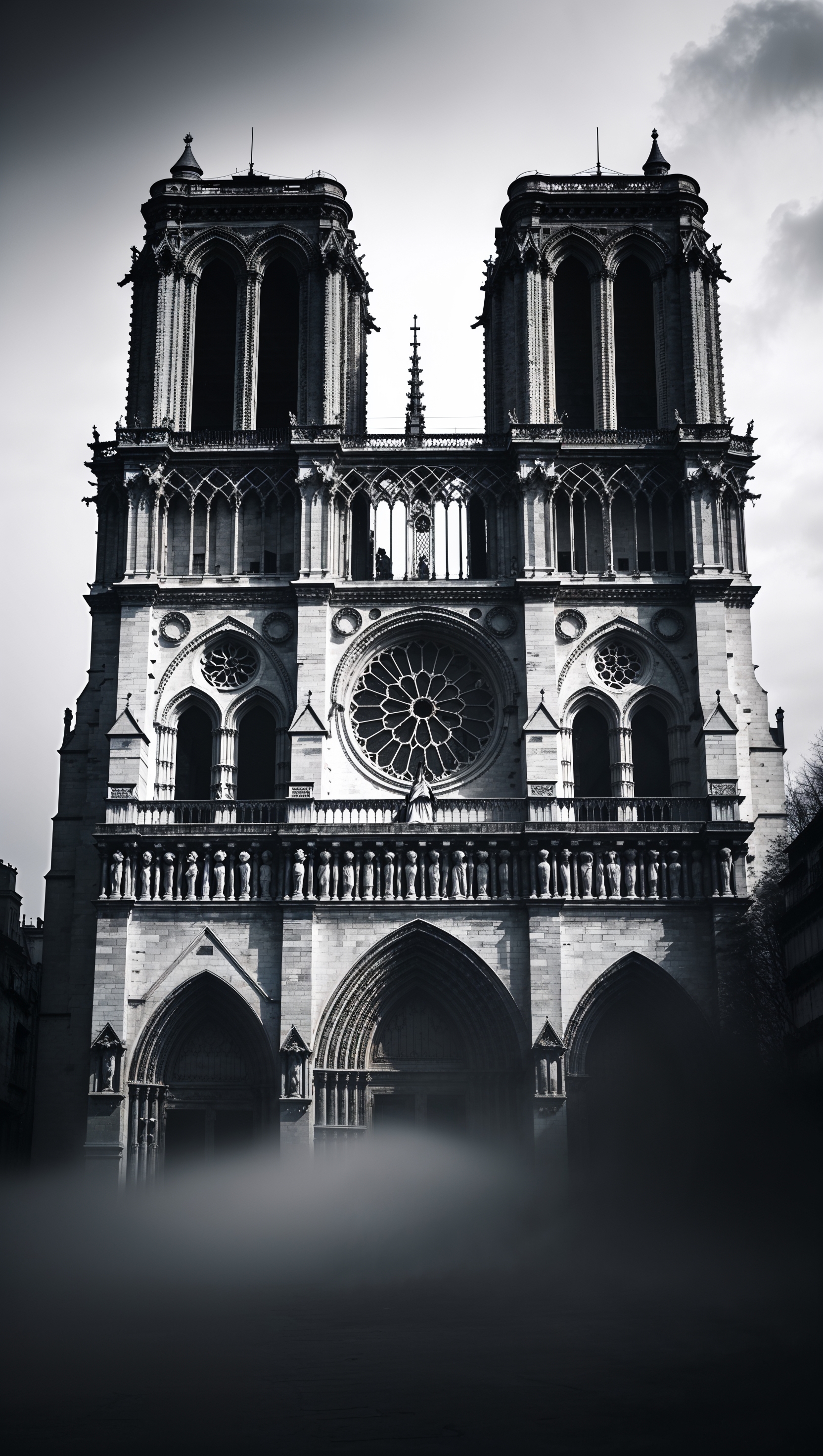 Modern black-and-white style Notre Dame