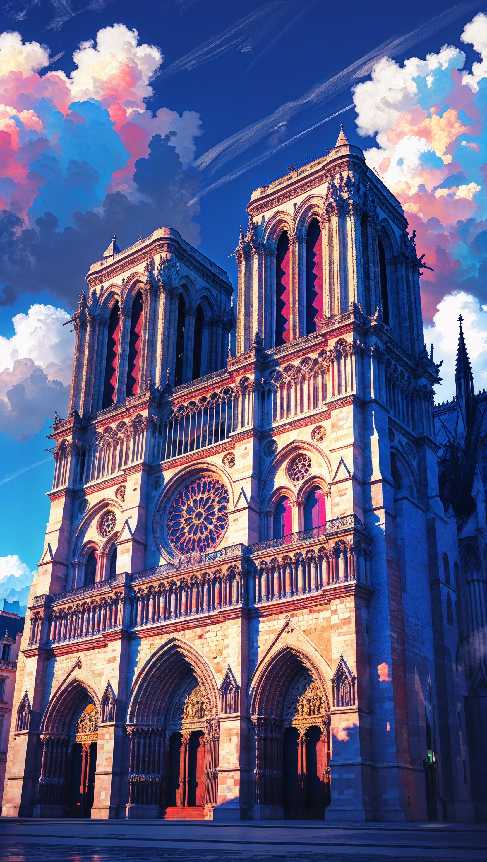 Notre Dame with stained-glass effect