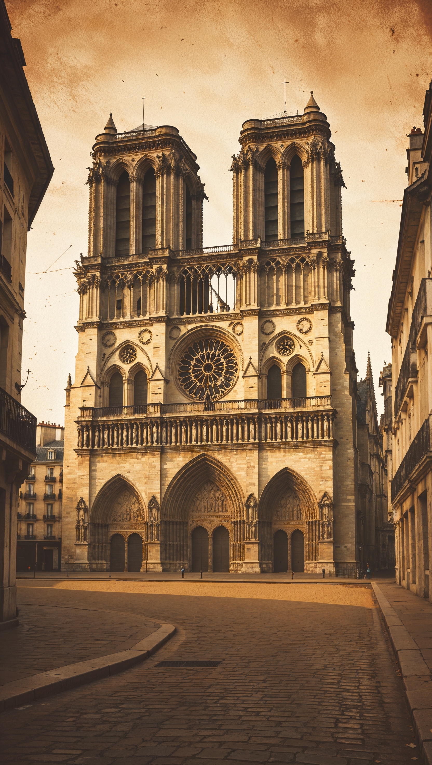 Notre Dame with vintage effect and classic filter