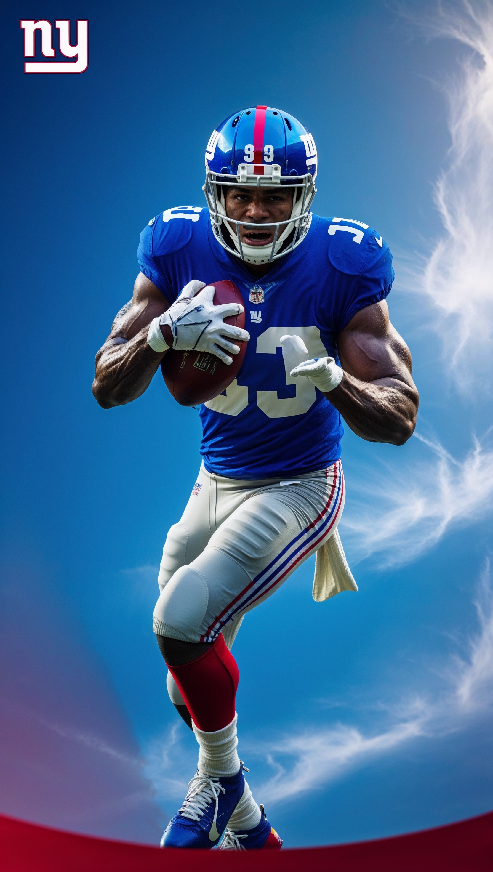 iPhone wallpaper with NY Giants player running with the ball