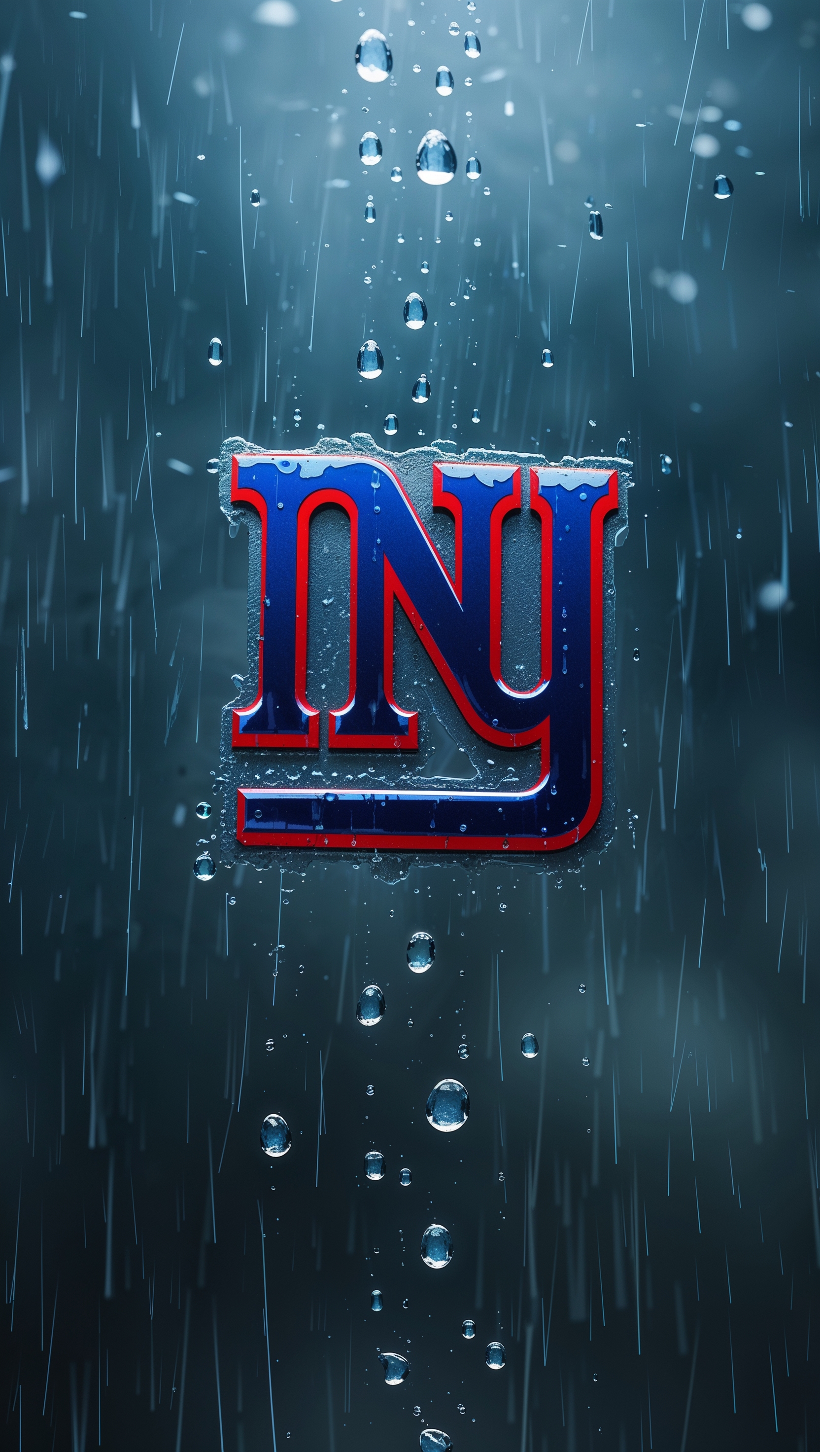 Rain effect iPhone background with NY Giants logo in the center