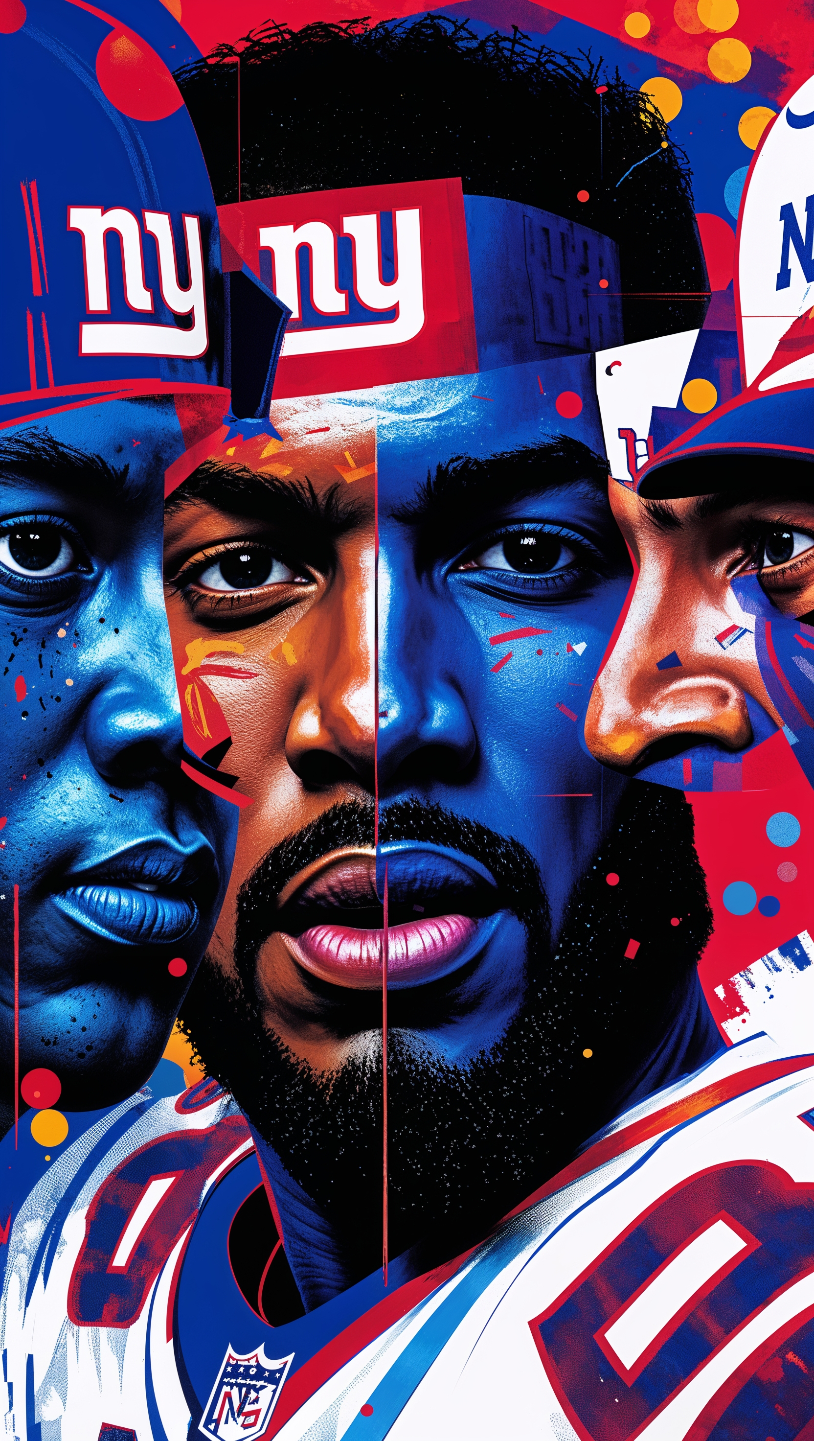 Pop art style mashup of NY Giants players’ faces