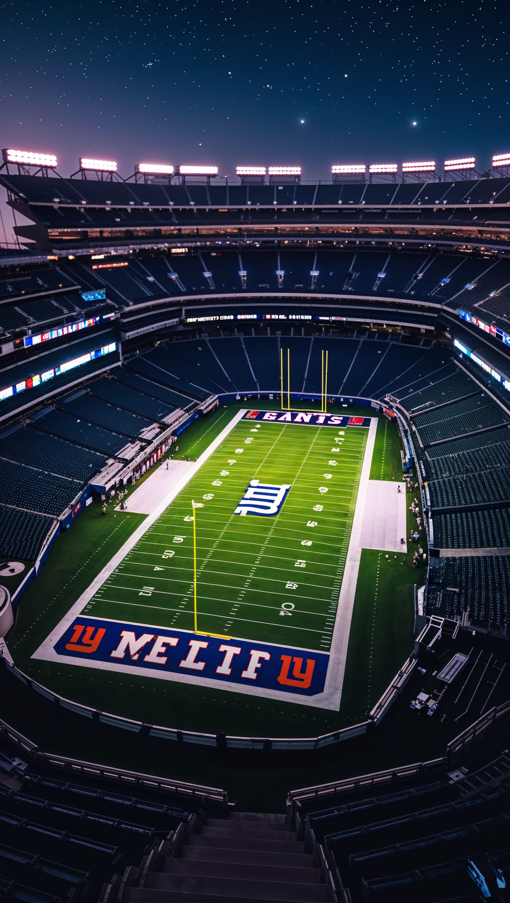Top view of NY Giants field at night for iPhone
