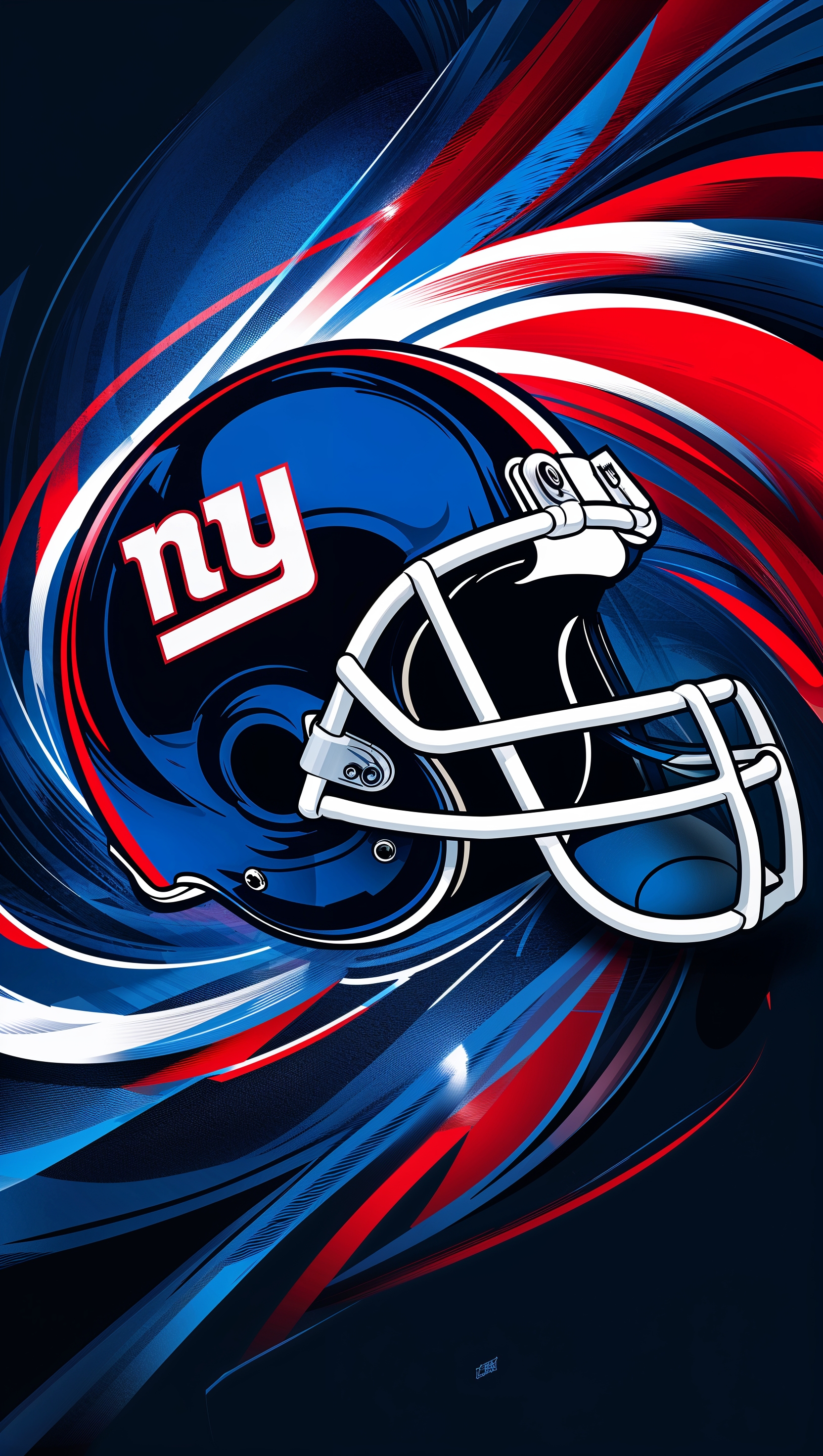 Abstract design of American football with NY Giants symbol