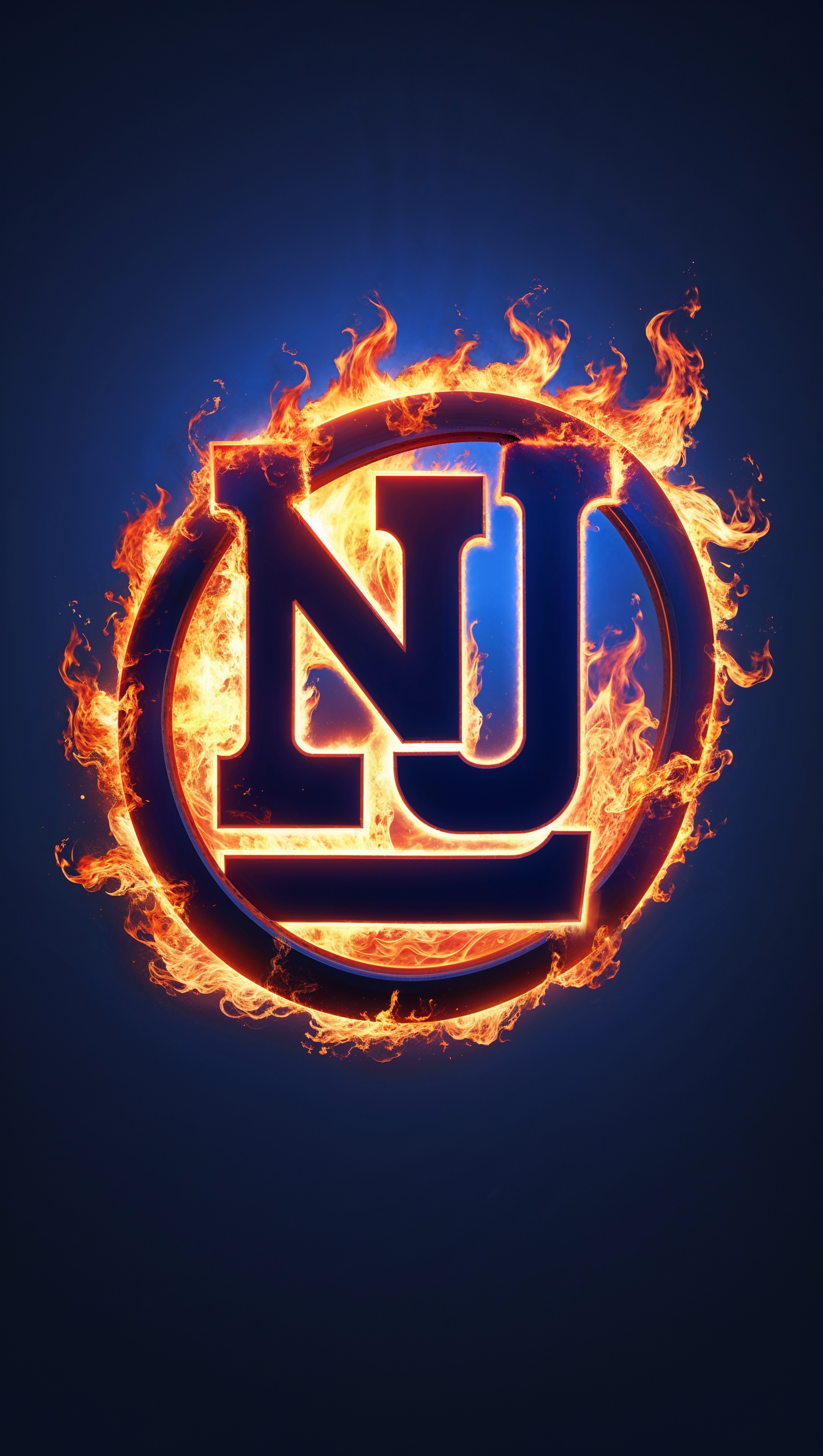 NY Giants logo with fire flames effect for iPhone