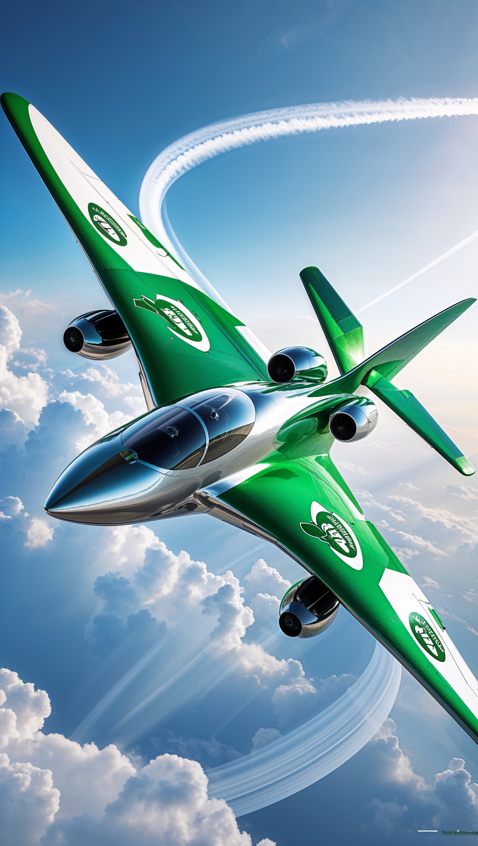 Fantasy-style flying jet with NY Jets logo for iPhone wallpaper