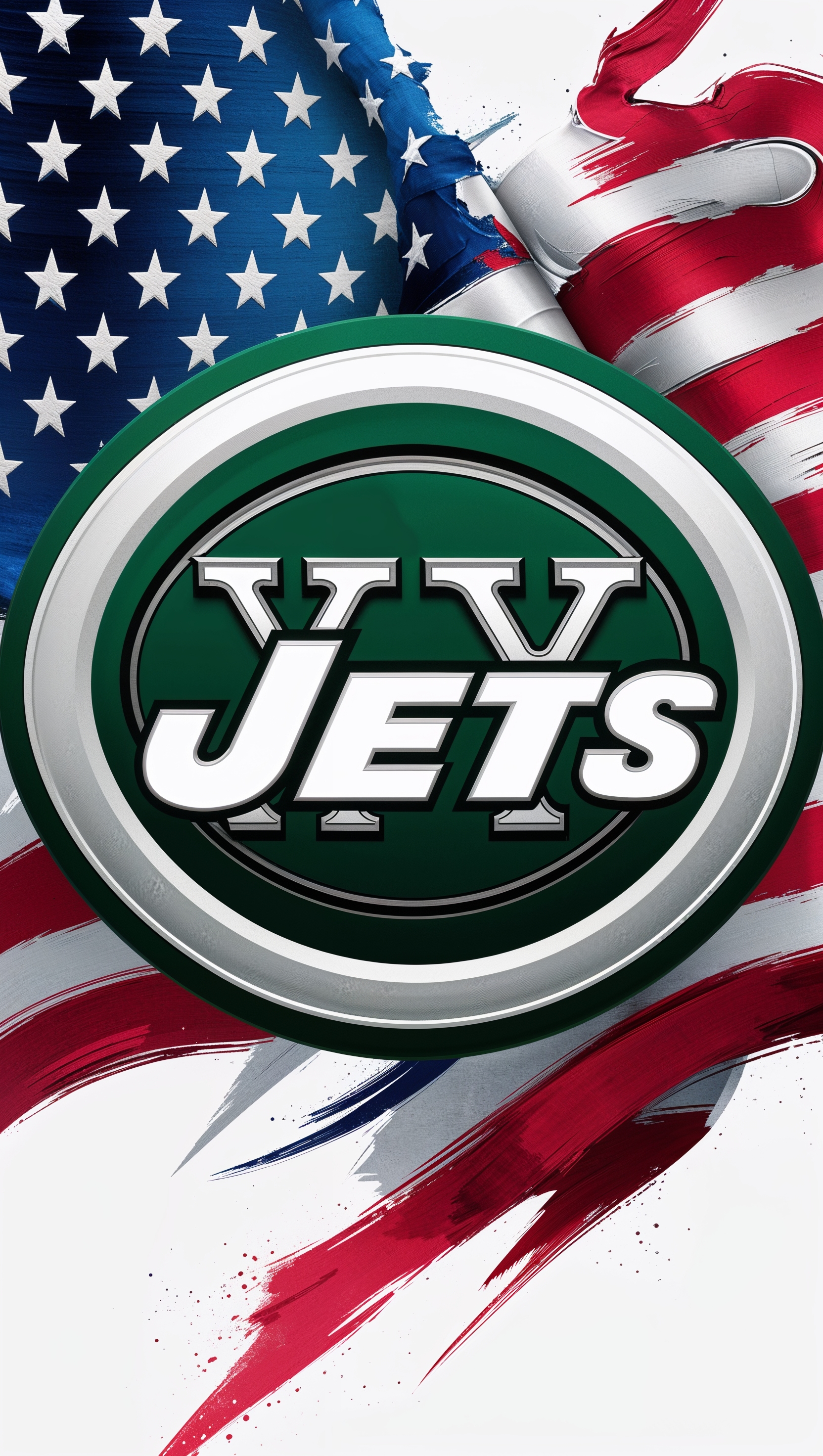 American flag blended with NY Jets emblem in a patriotic style for iPhone wallpaper