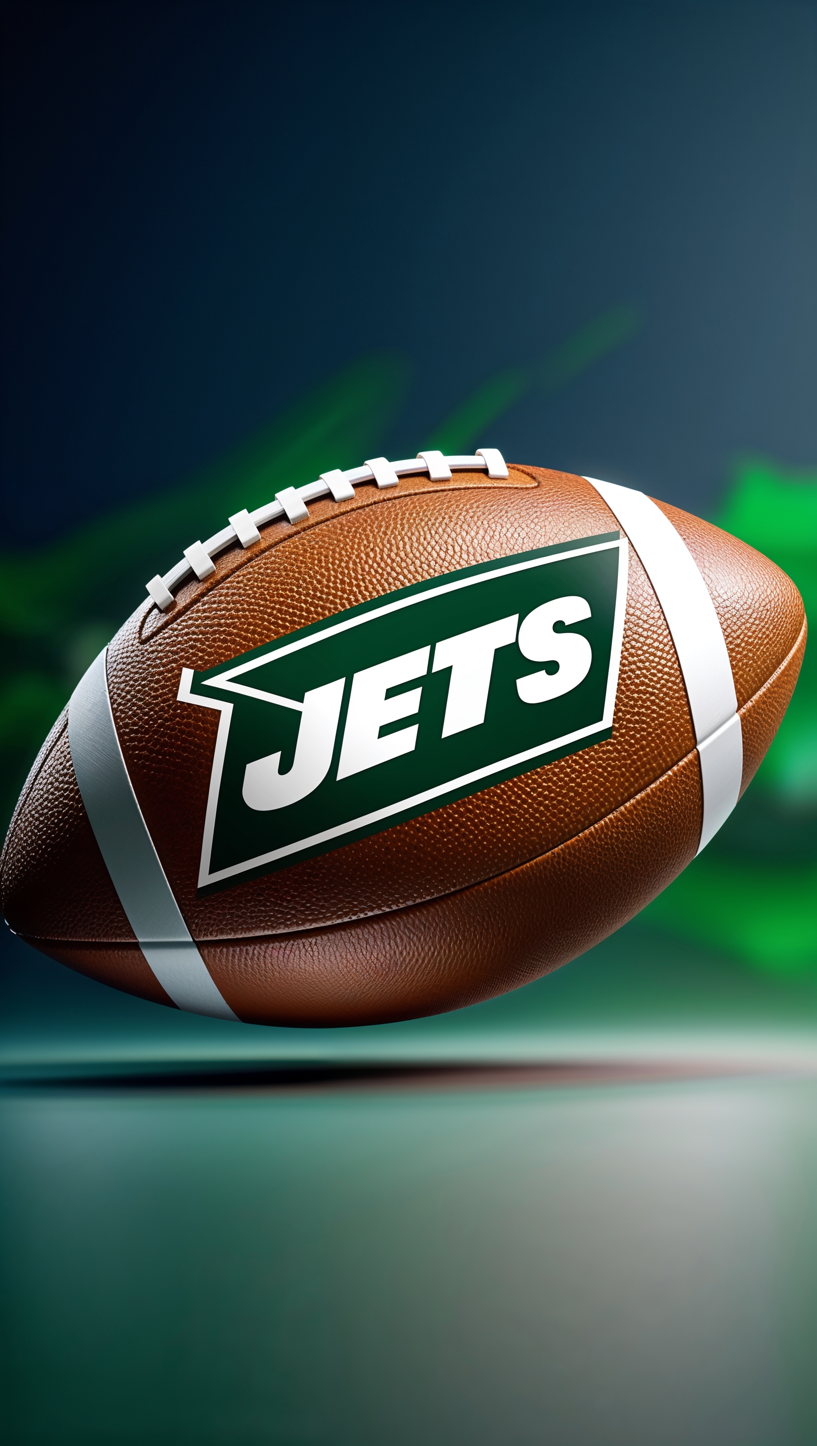 3D football with NY Jets logo in motion for iPhone wallpaper