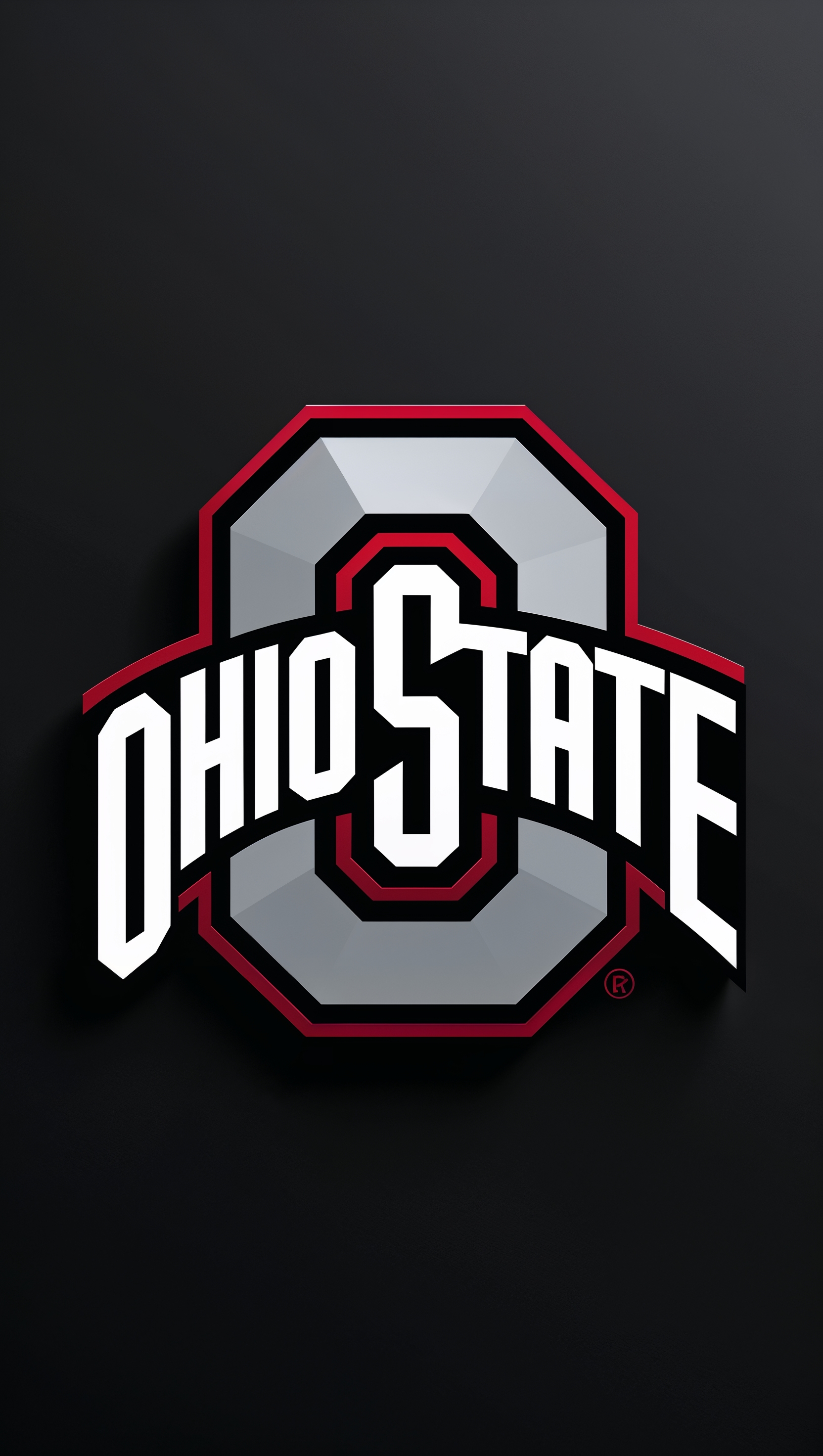 Ohio State University logo in high resolution, dark background, minimalist style, iPhone wallpaper
