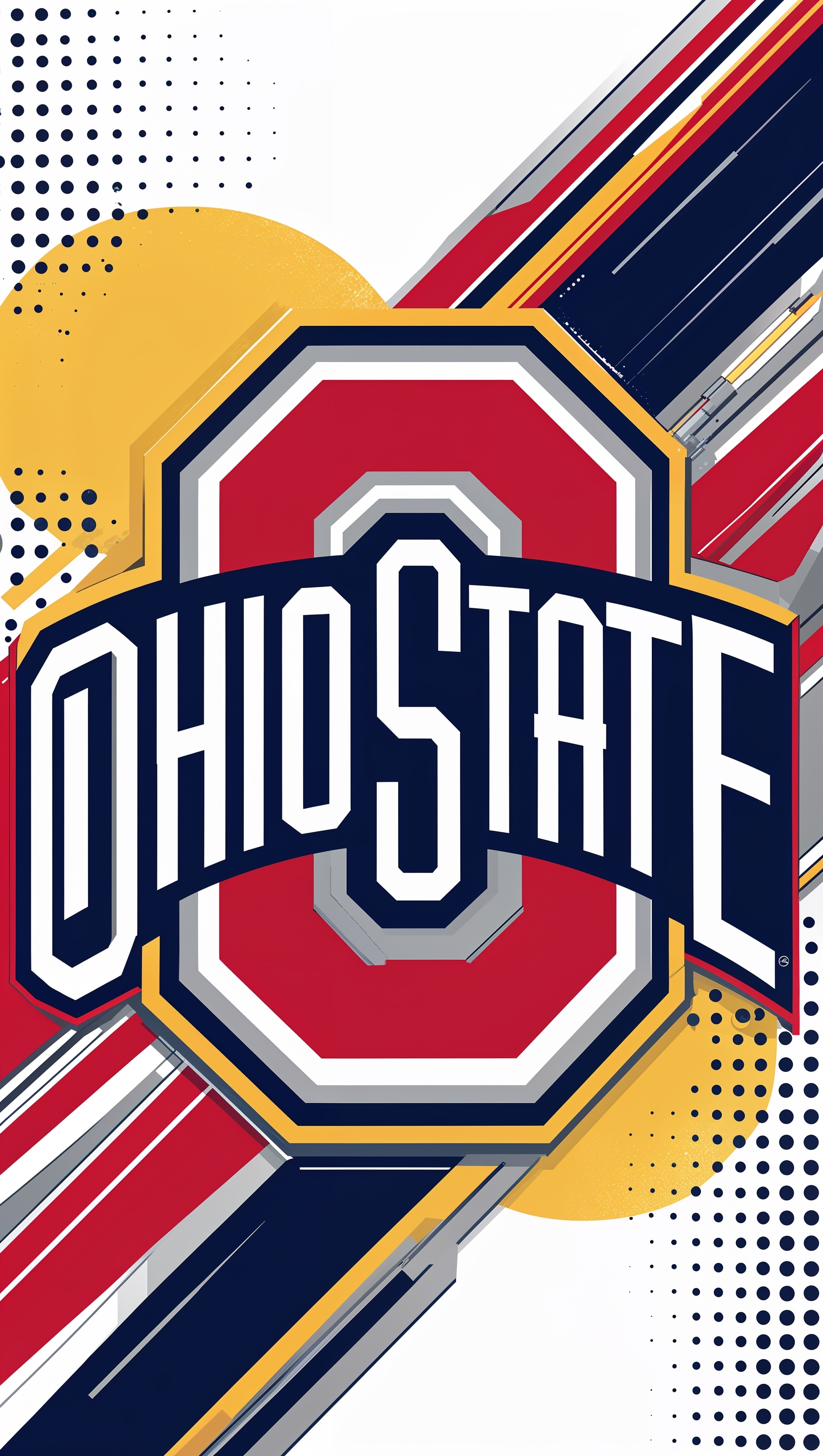 Pop art version of Ohio State University logo in bright colors, iPhone wallpaper